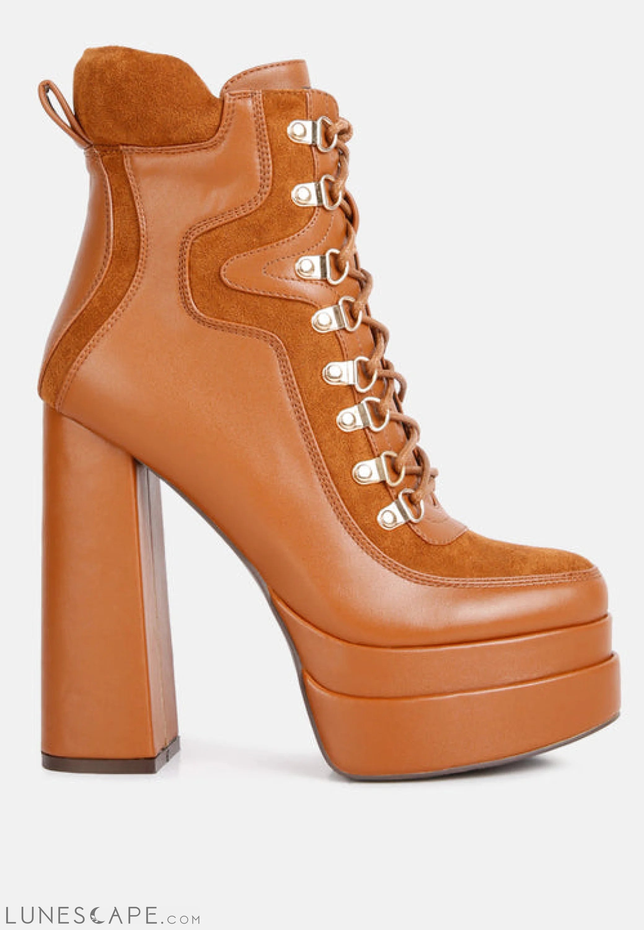 Beamer Faux Leather High Heeled Ankle Boots LUNESCAPE