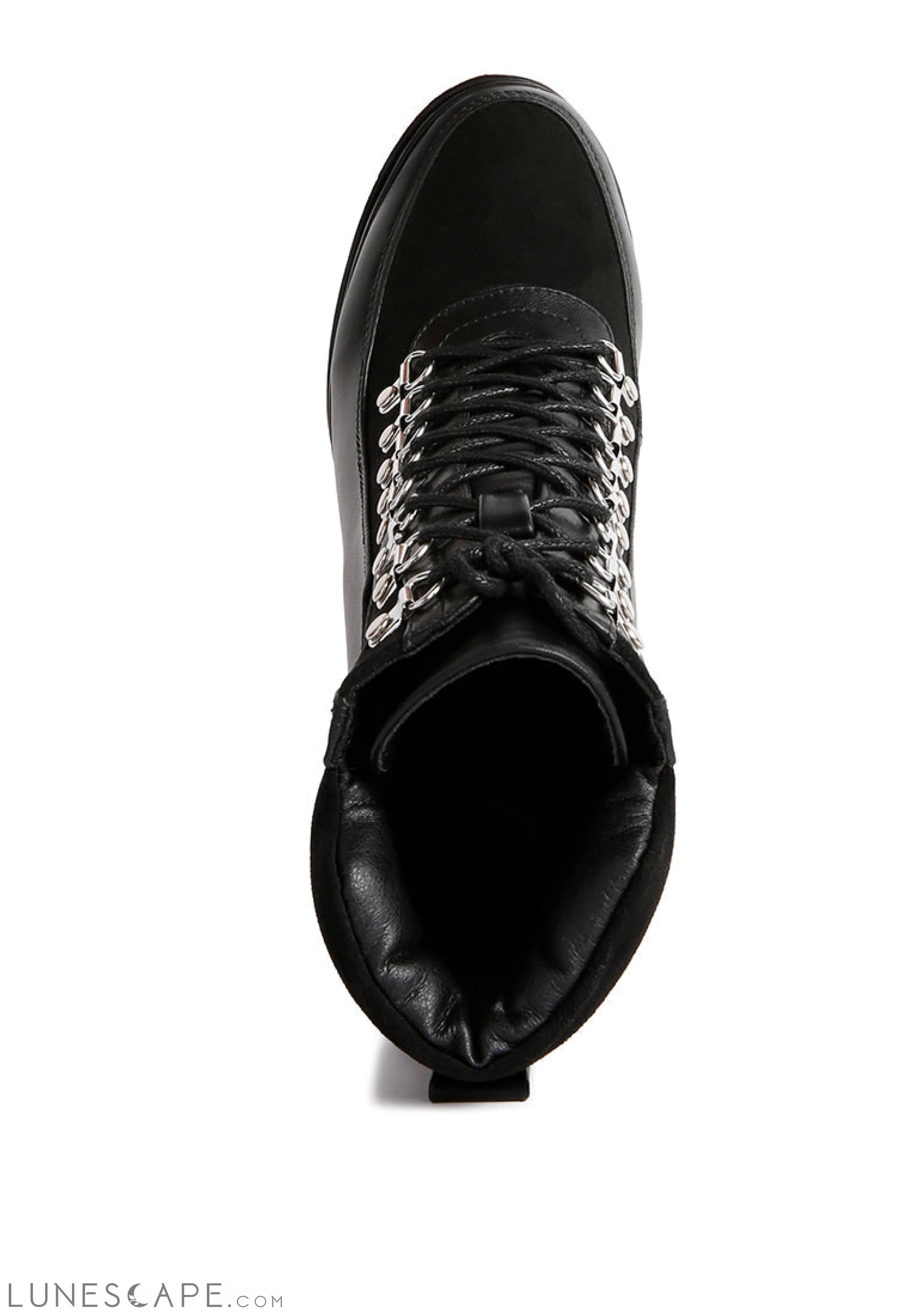 Beamer Faux Leather High Heeled Ankle Boots LUNESCAPE