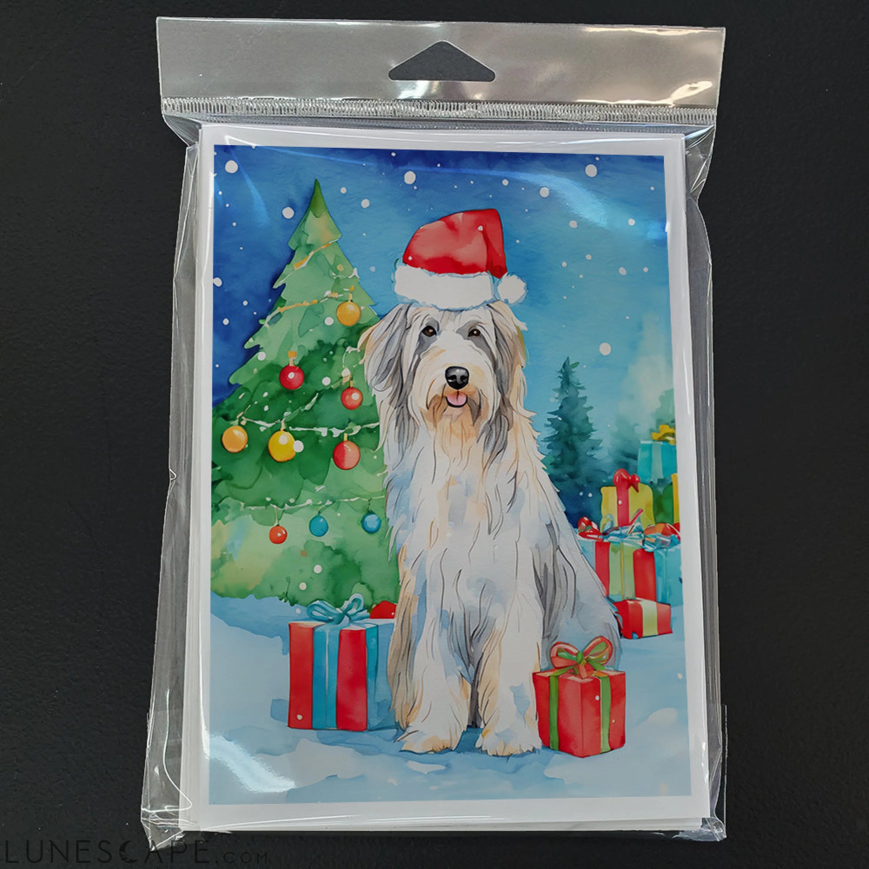 Bearded Collie Christmas Greeting Cards Pack of 8 LUNESCAPE