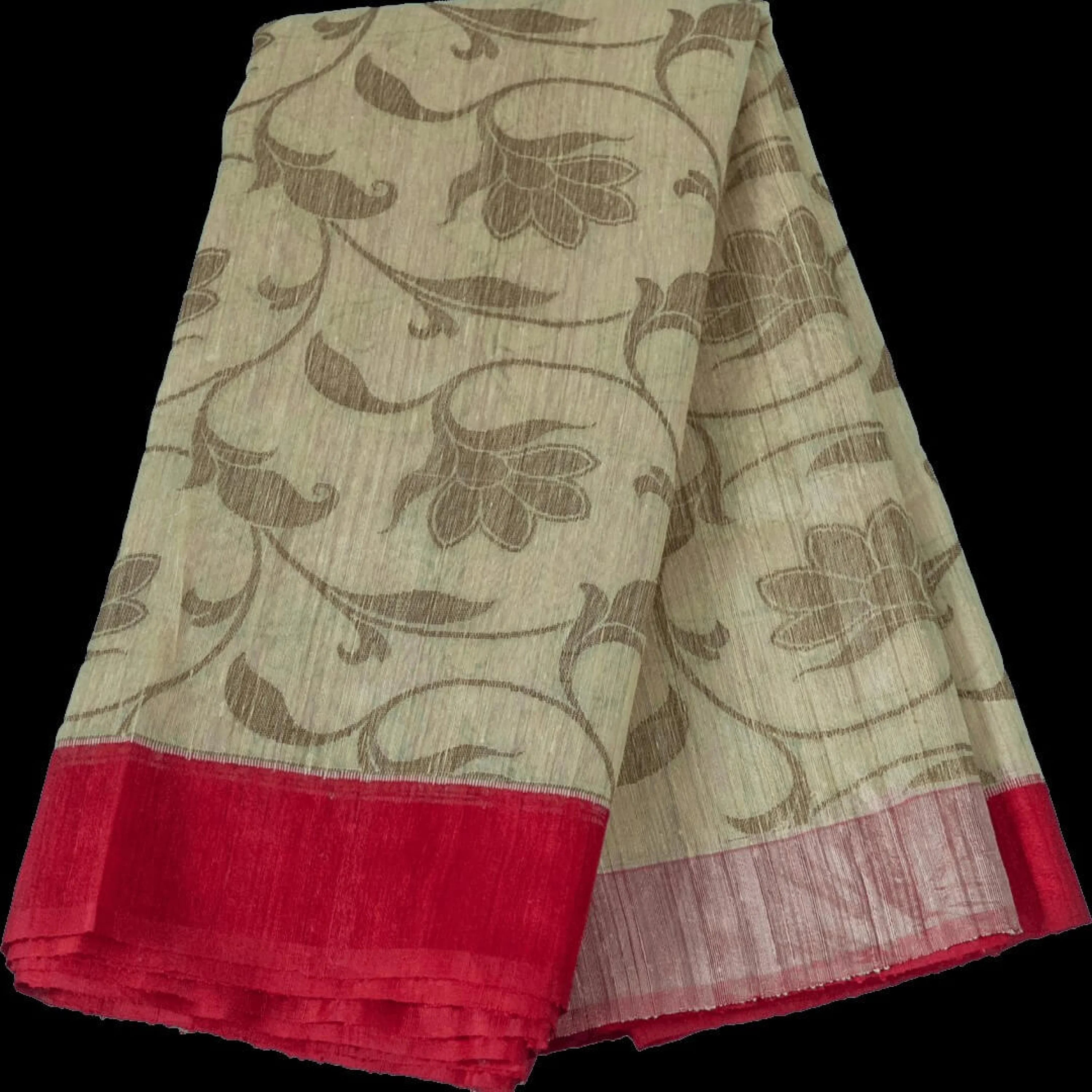 Beige and Red Handloom Banarasi Silk Saree LUNESCAPE