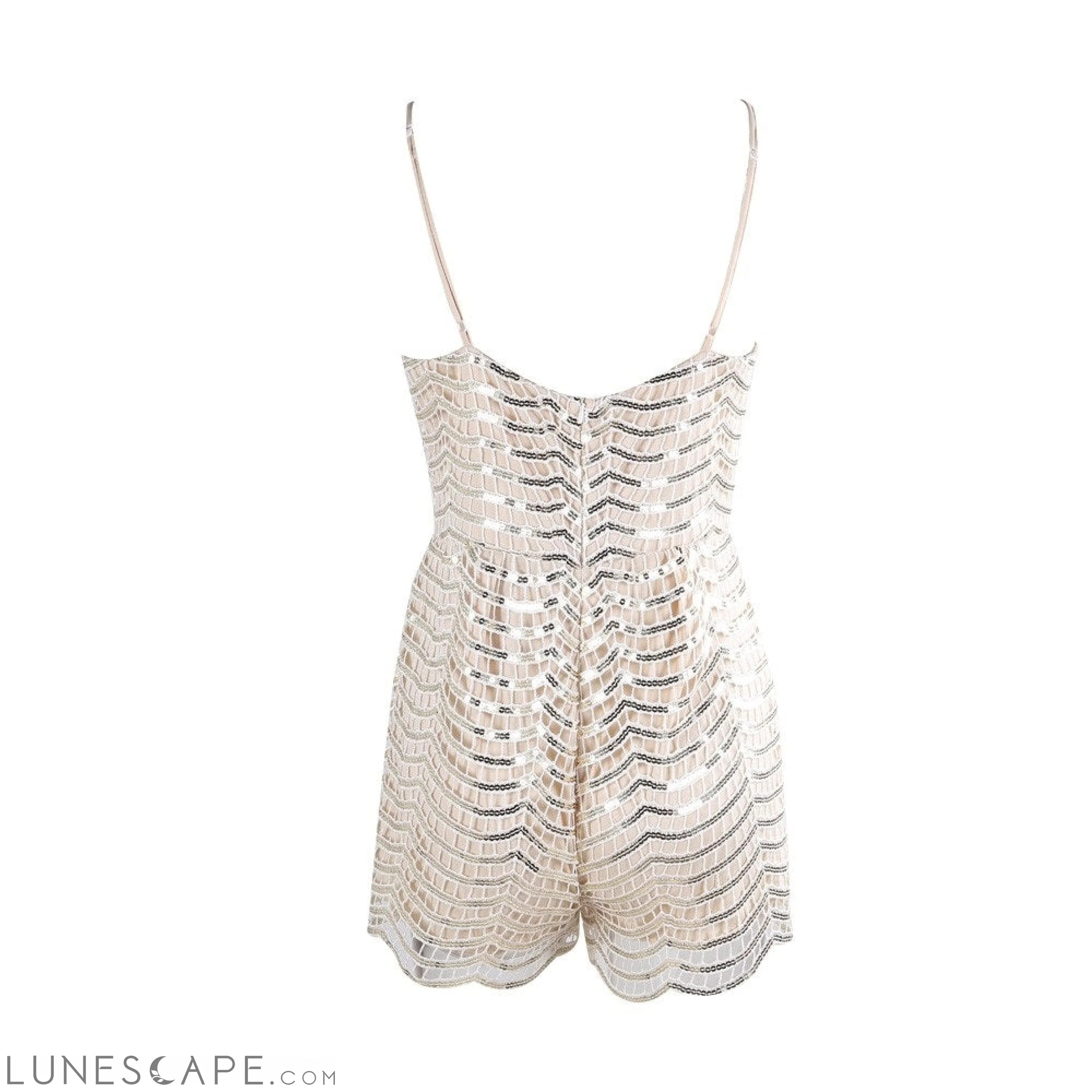 Beige Sequin Playsuit Romper LUNESCAPE
