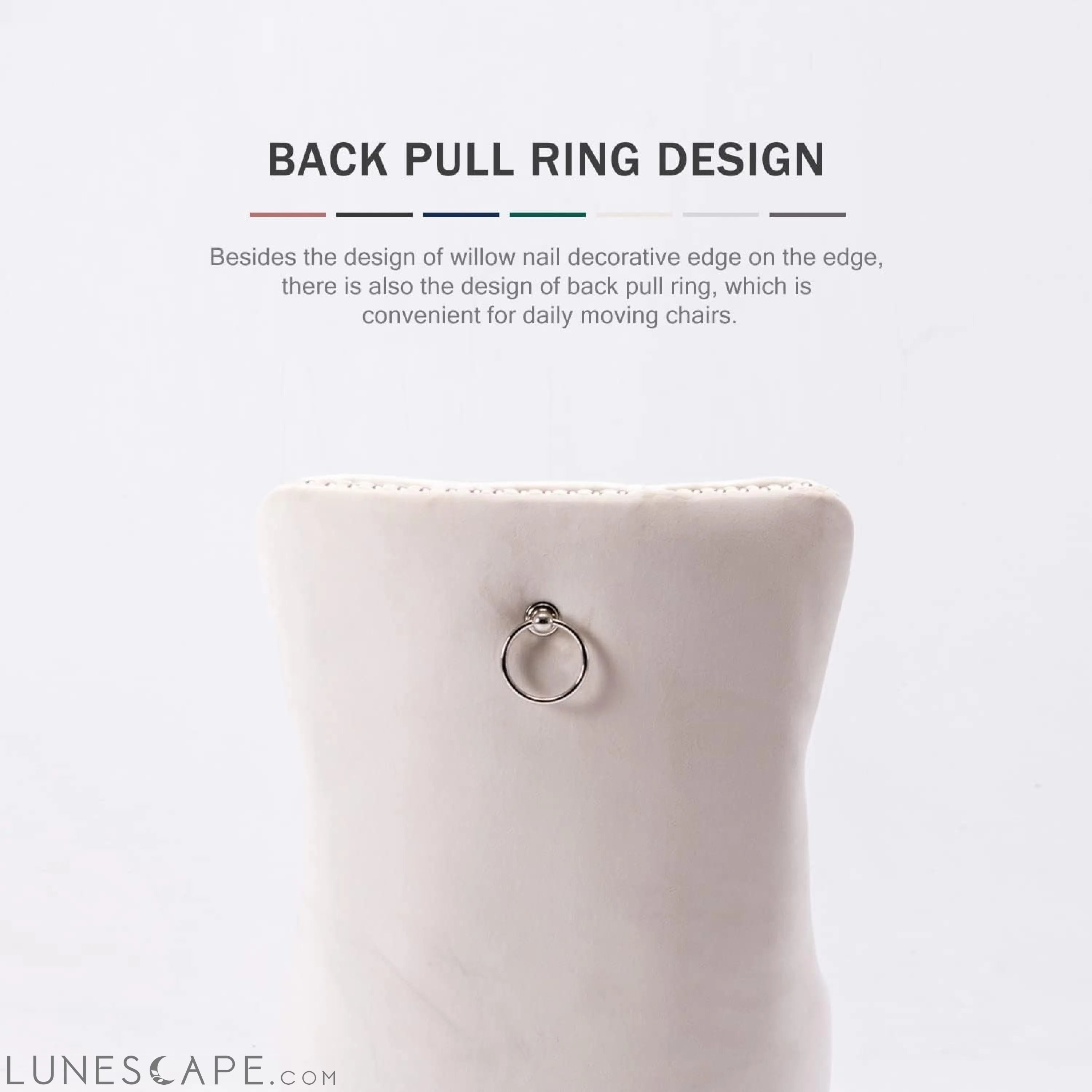 Beige Velvet Ring Pull Trimmed Dining Chairs Set of 6 LUNESCAPE