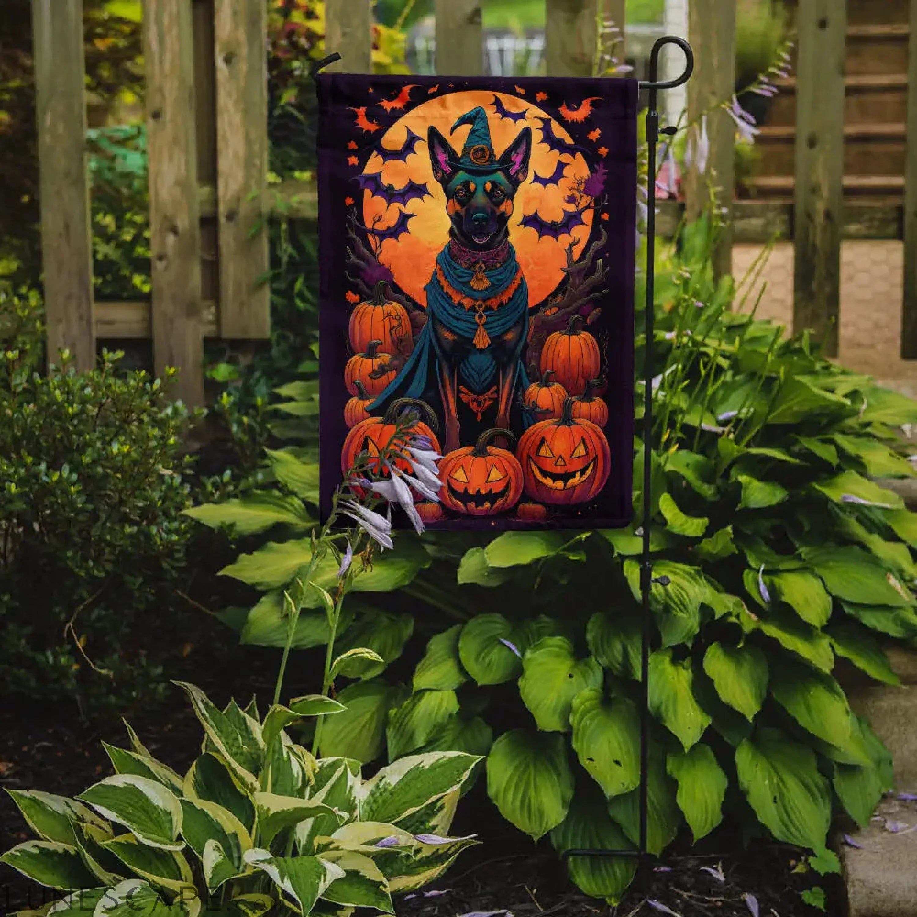 Belgian Malinois Witchy Halloween Garden Flag LUNESCAPE