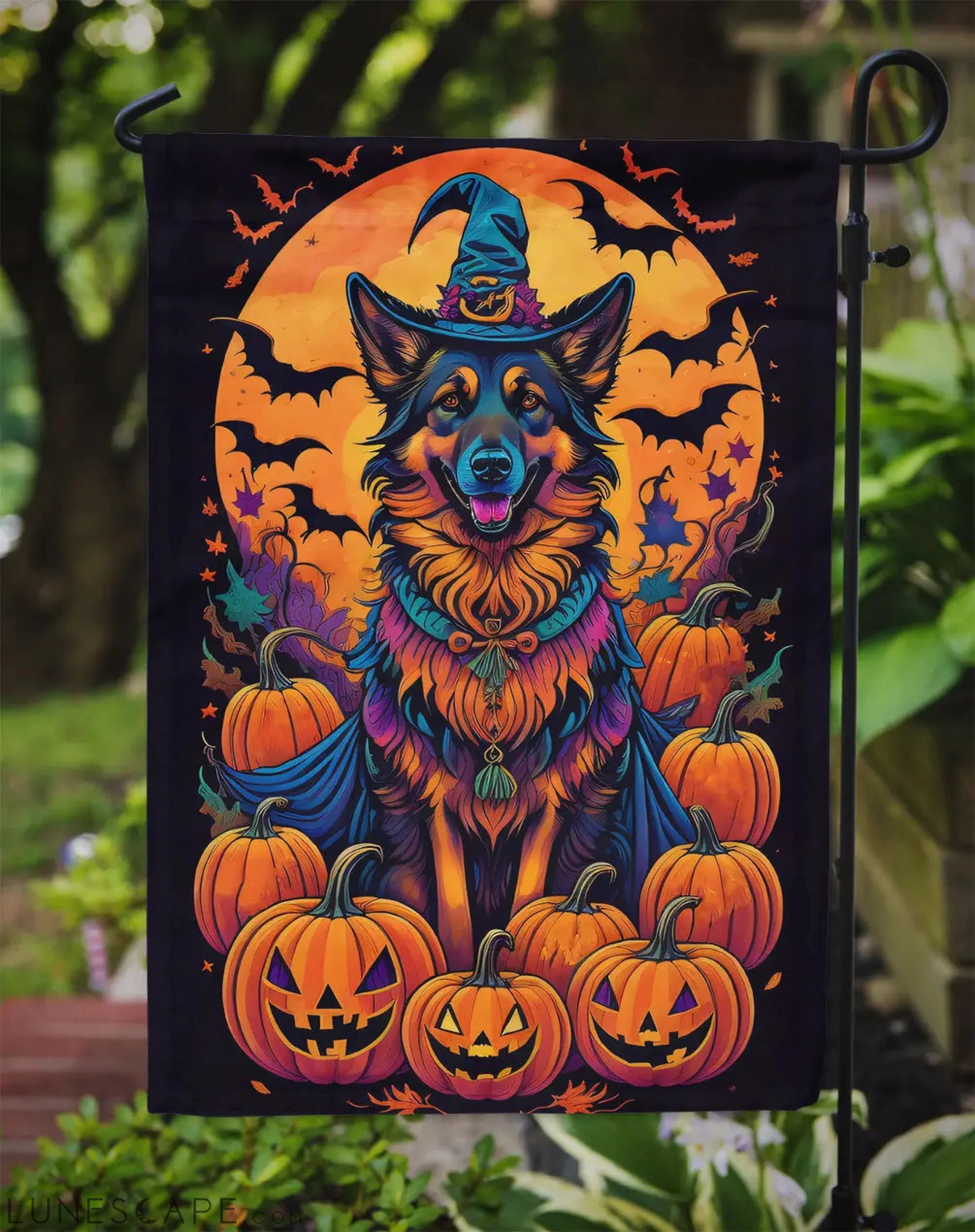 Belgian Tervuren Witchy Halloween Garden Flag LUNESCAPE