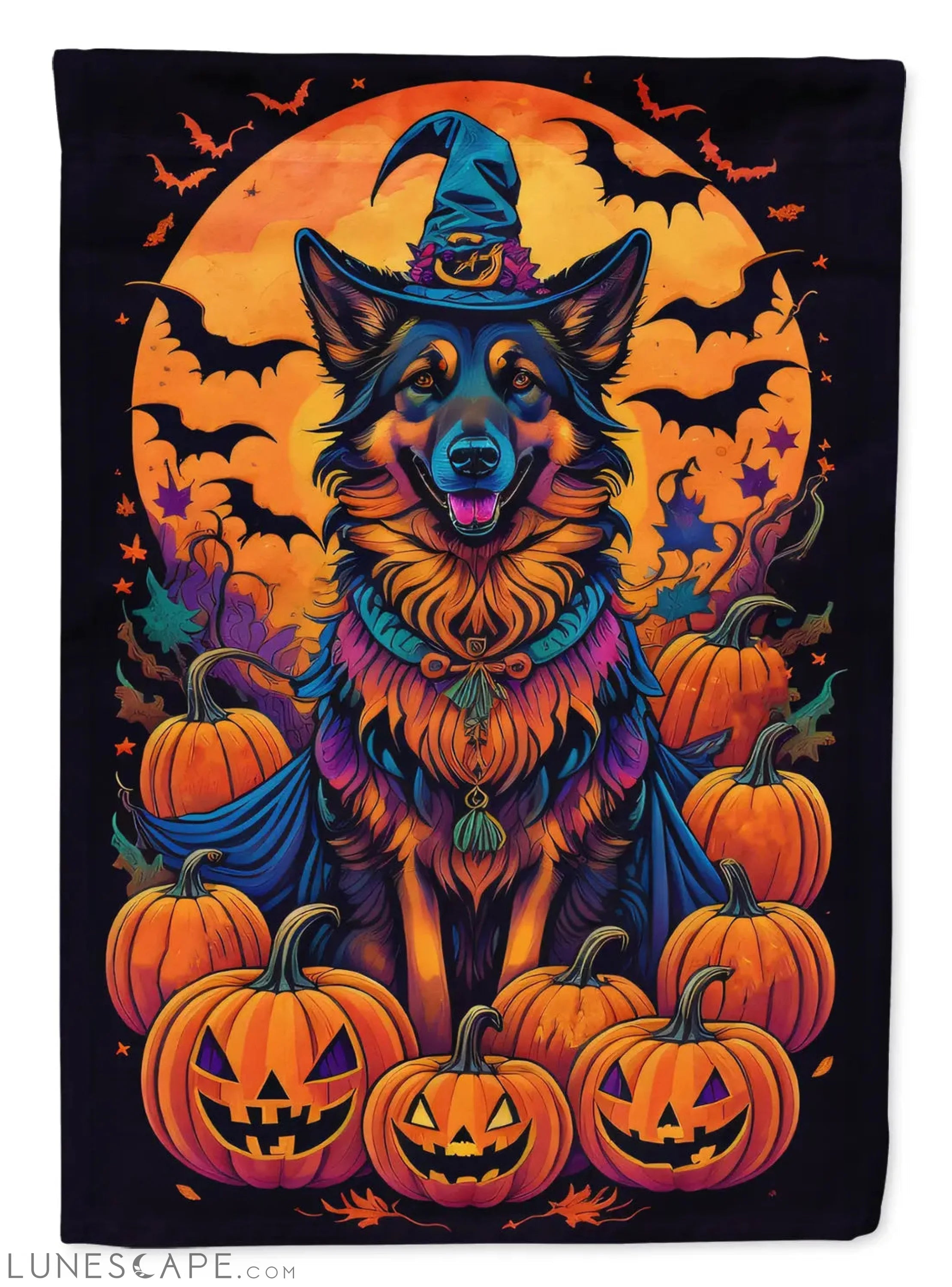Belgian Tervuren Witchy Halloween House Flag LUNESCAPE