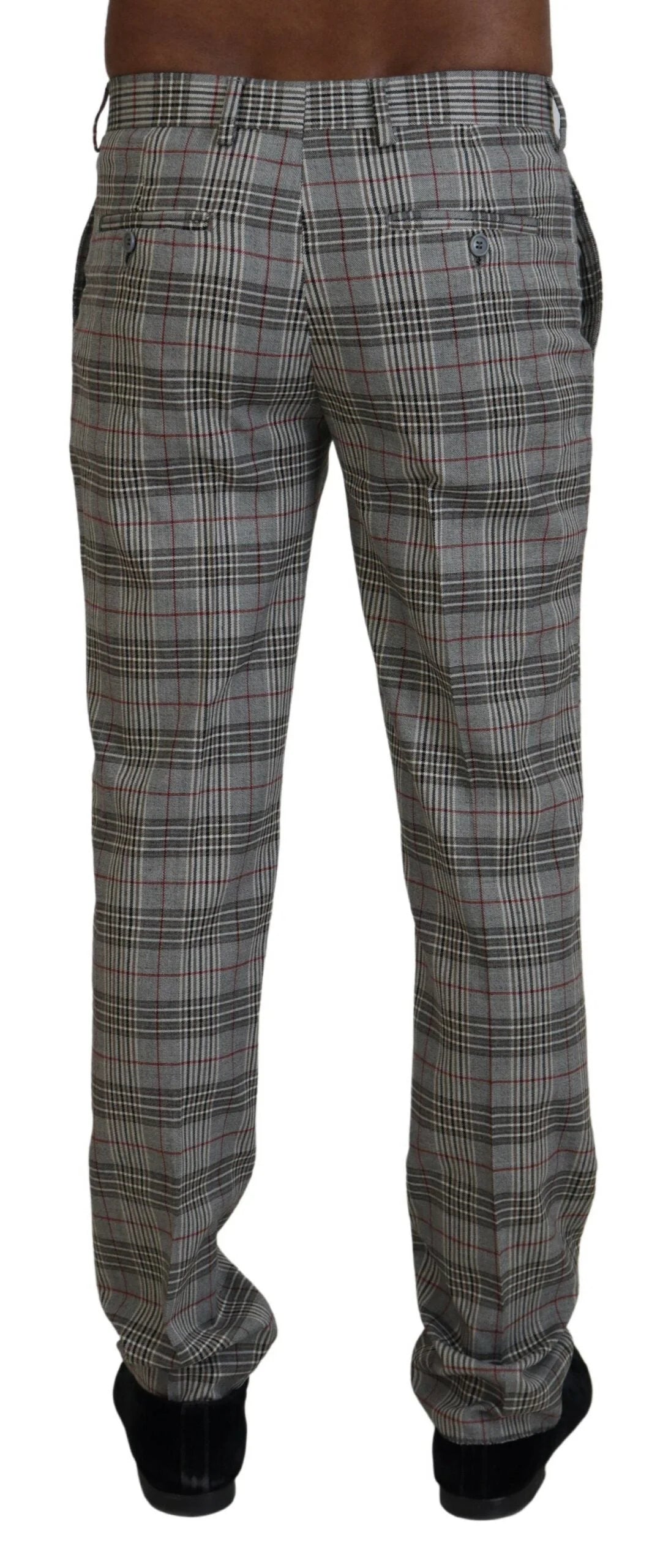 BENCIVENGA Elegant Gray Checkered Slim Men's Pants LUNESCAPE