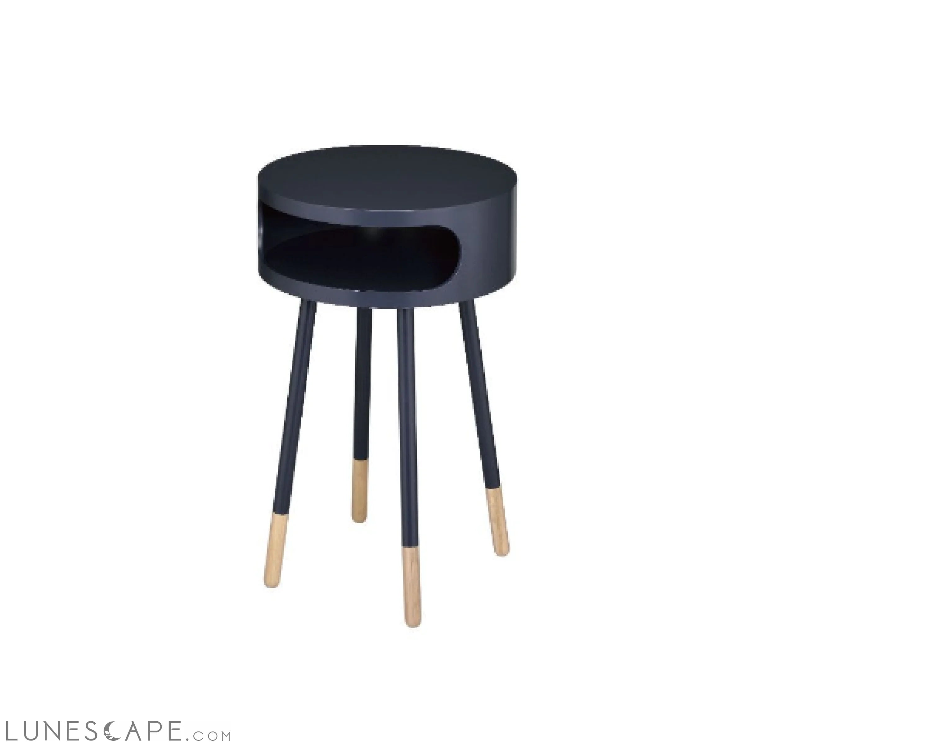 Bentwood Black Retro Round Wooden End Table LUNESCAPE