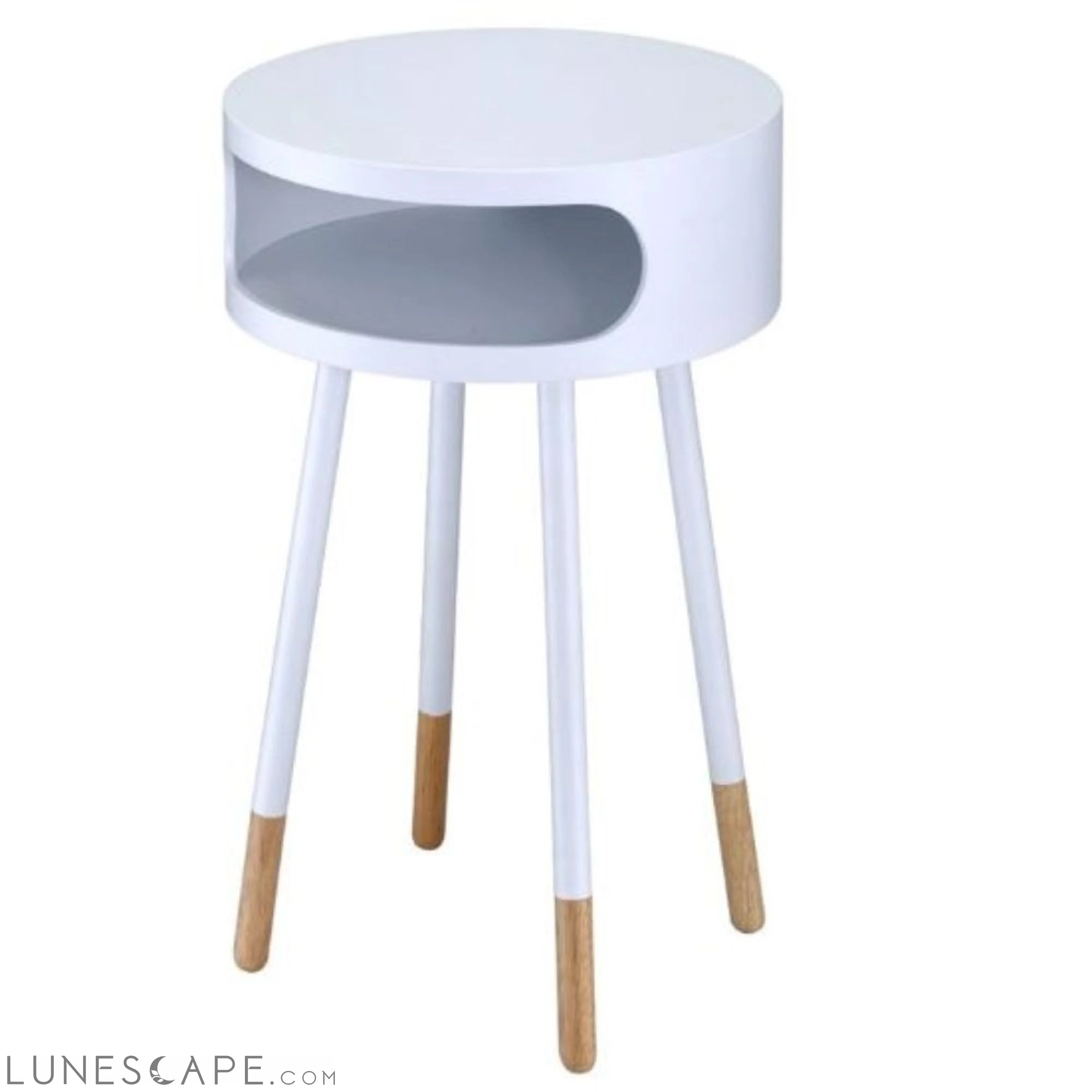 Bentwood Black Retro Round Wooden End Table LUNESCAPE