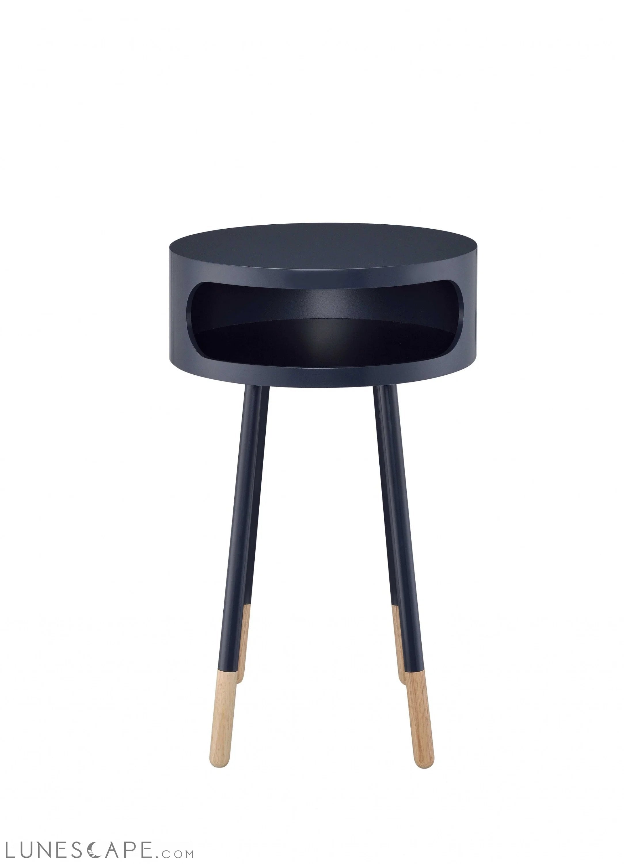 Bentwood Black Retro Round Wooden End Table LUNESCAPE