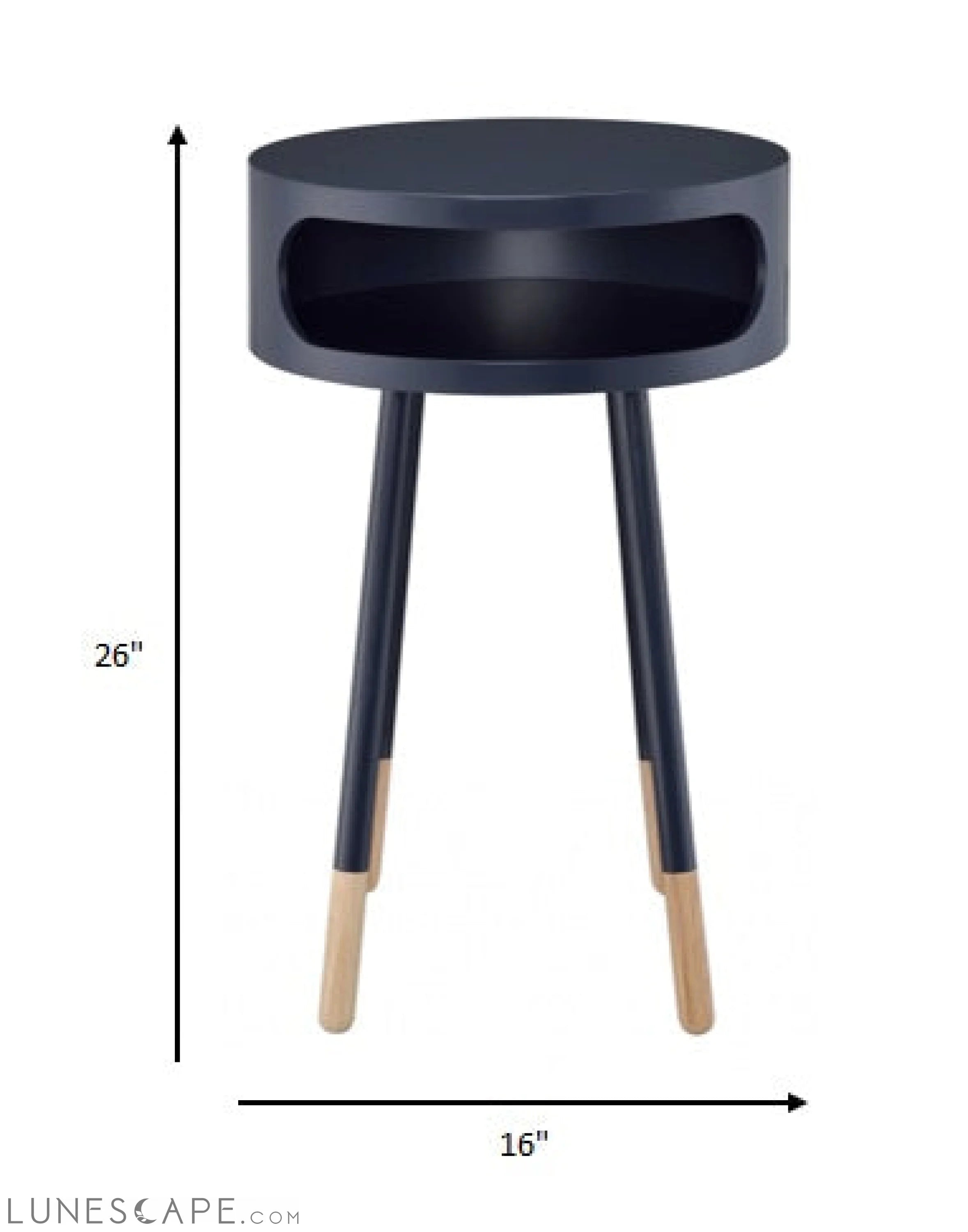 Bentwood Black Retro Round Wooden End Table LUNESCAPE