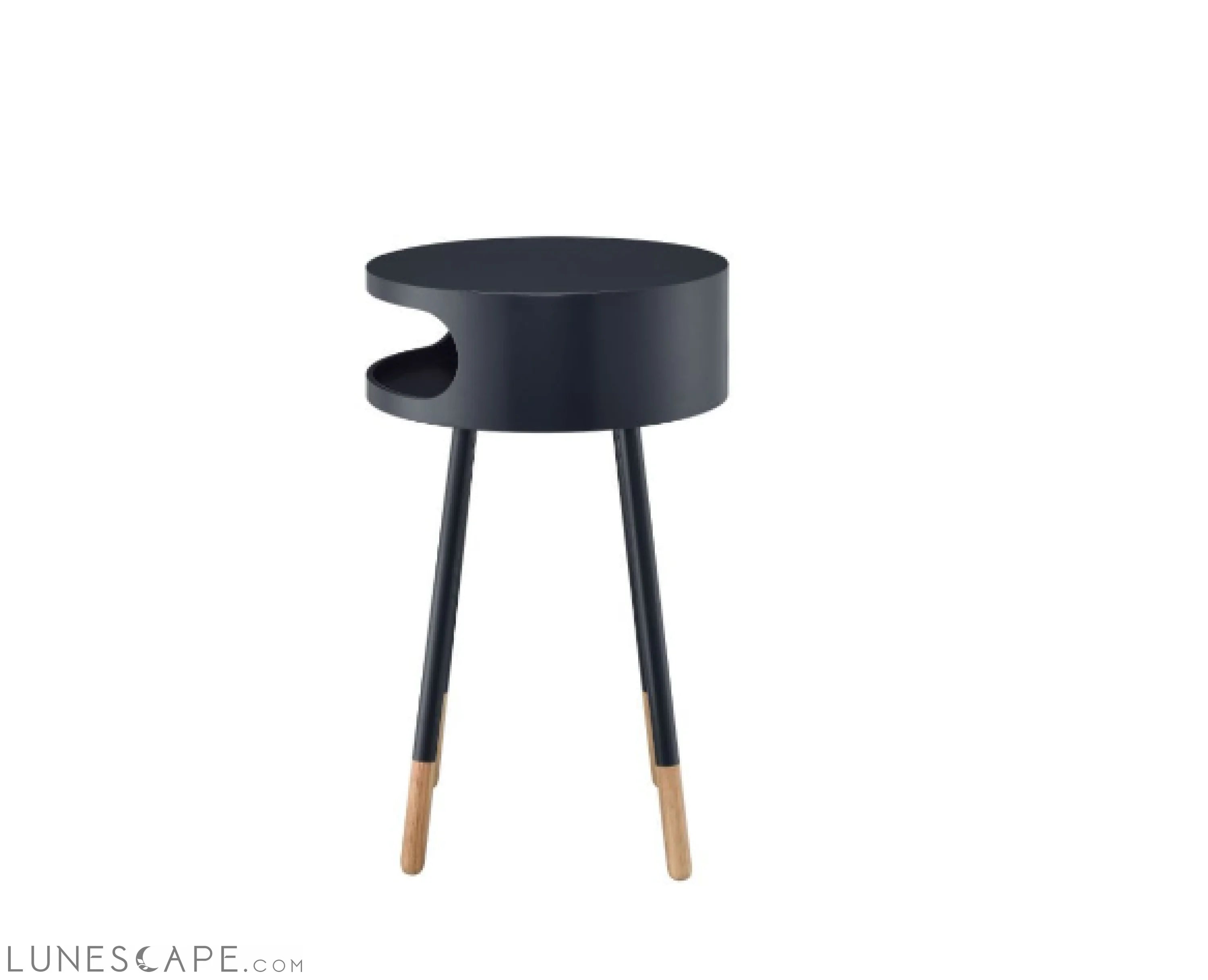 Bentwood Black Retro Round Wooden End Table LUNESCAPE