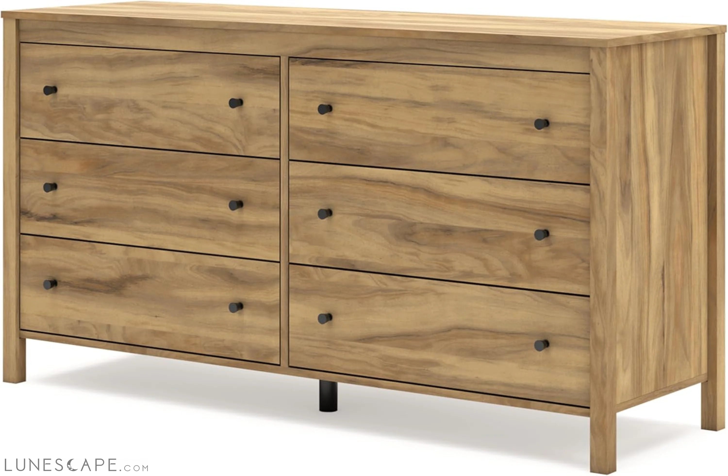 Bermacy Casual 6-Drawer Dresser with Safety Stop, Light Brown LUNESCAPE