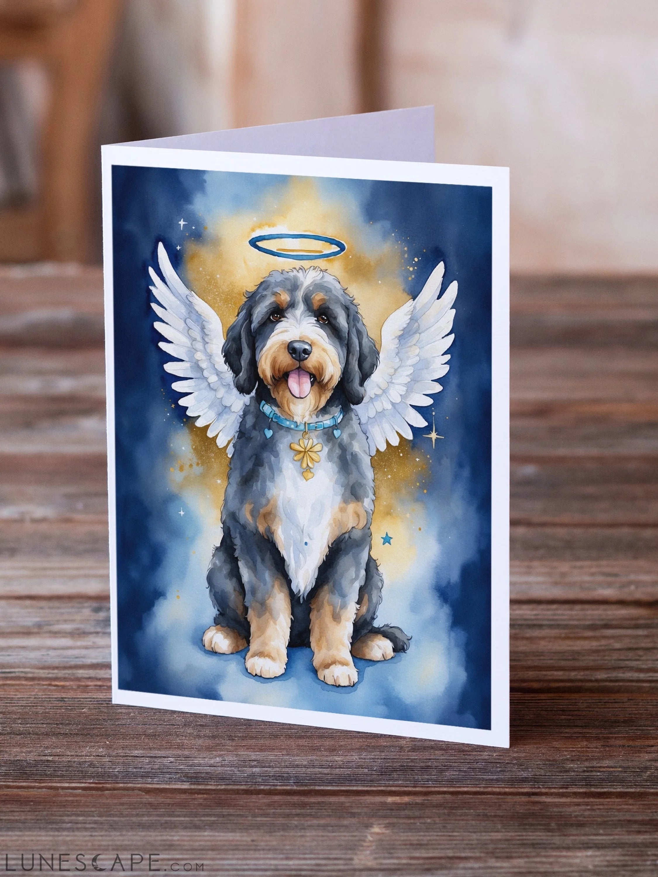 Bernedoodle My Angel Greeting Cards Pack of 8 LUNESCAPE
