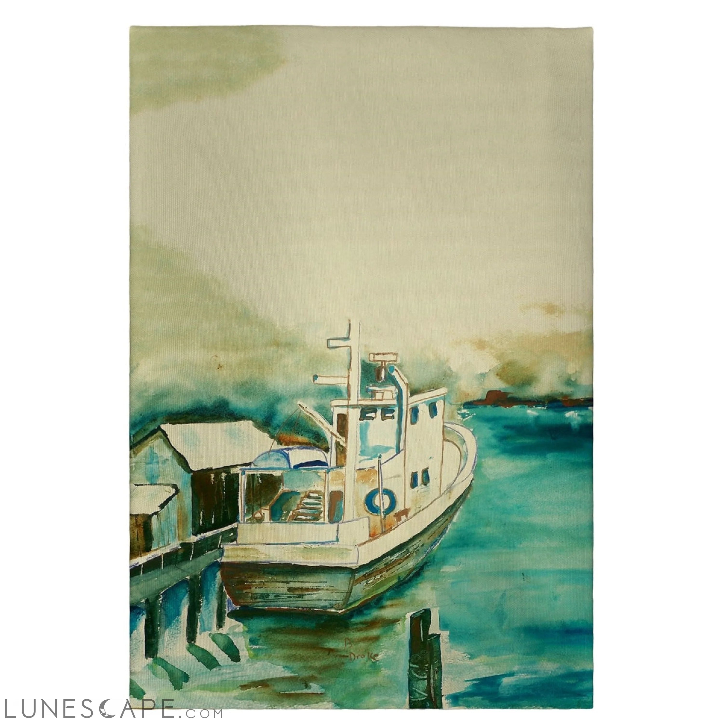 Betsy Drake 20 x 20 in. Oyster Boat Guest Towel LUNESCAPE