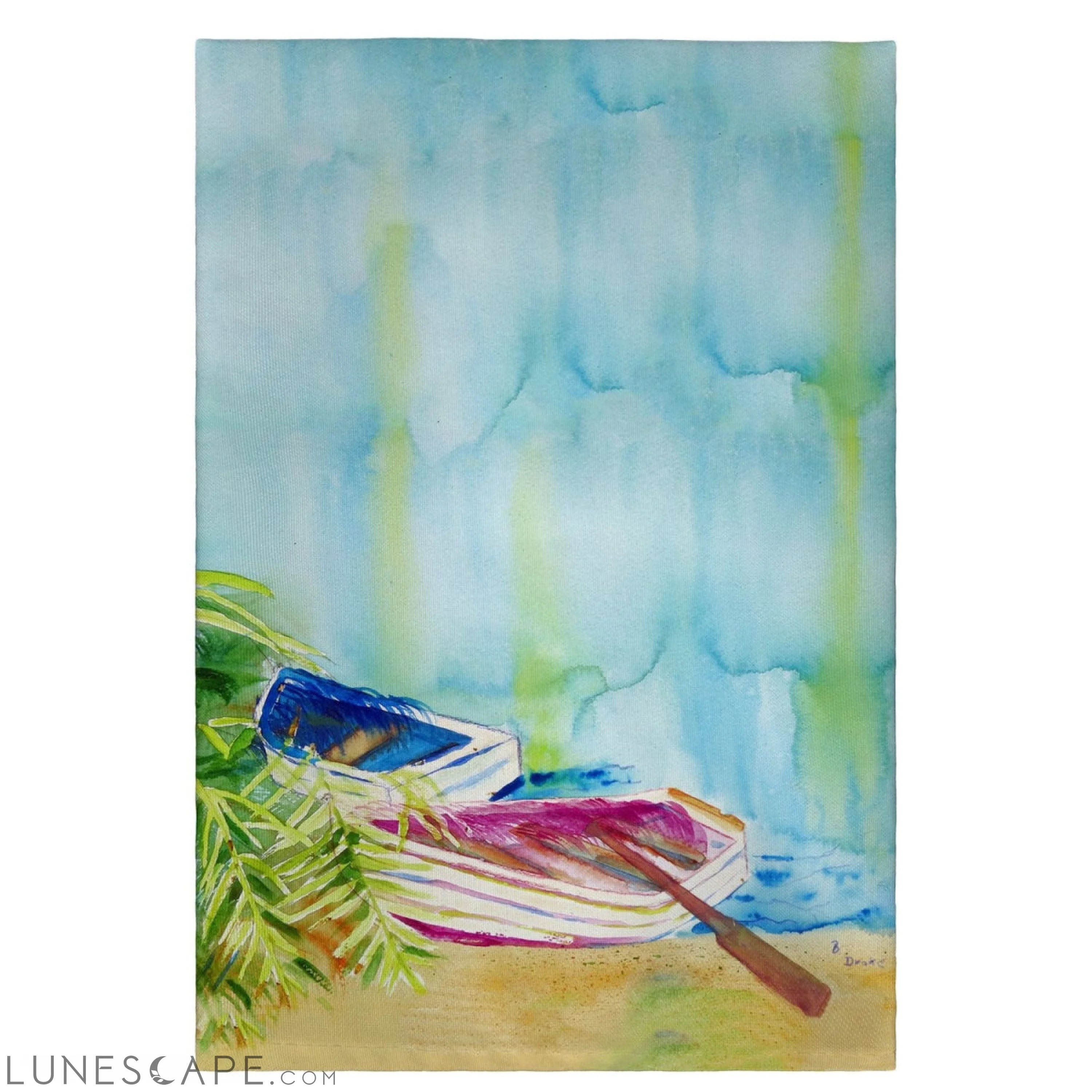 Betsy Drake 20 x 20 in. Watercolor Rowboats Guest Towel LUNESCAPE