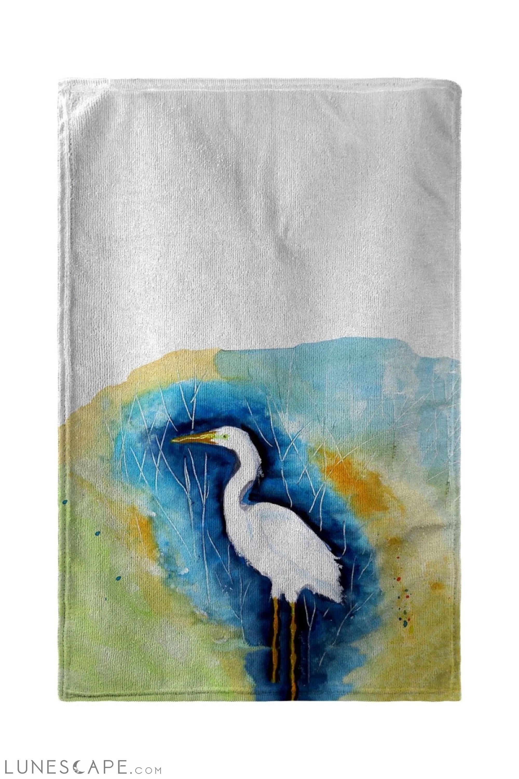 Betsy Drake 30 x 50 in. Great Egret - Left Beach Towel LUNESCAPE