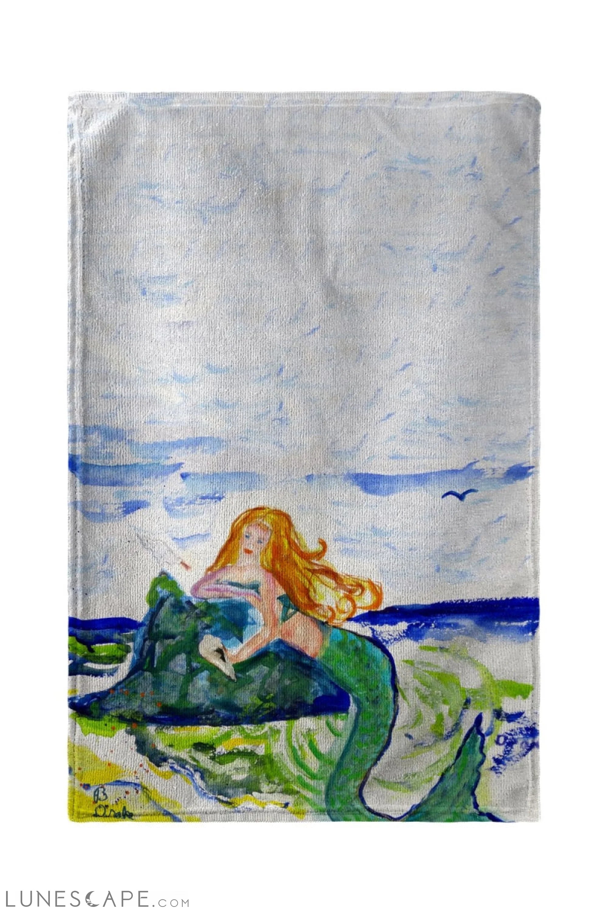 Betsy Drake 30 x 50 in. Mermaid on Rock Beach Towel LUNESCAPE