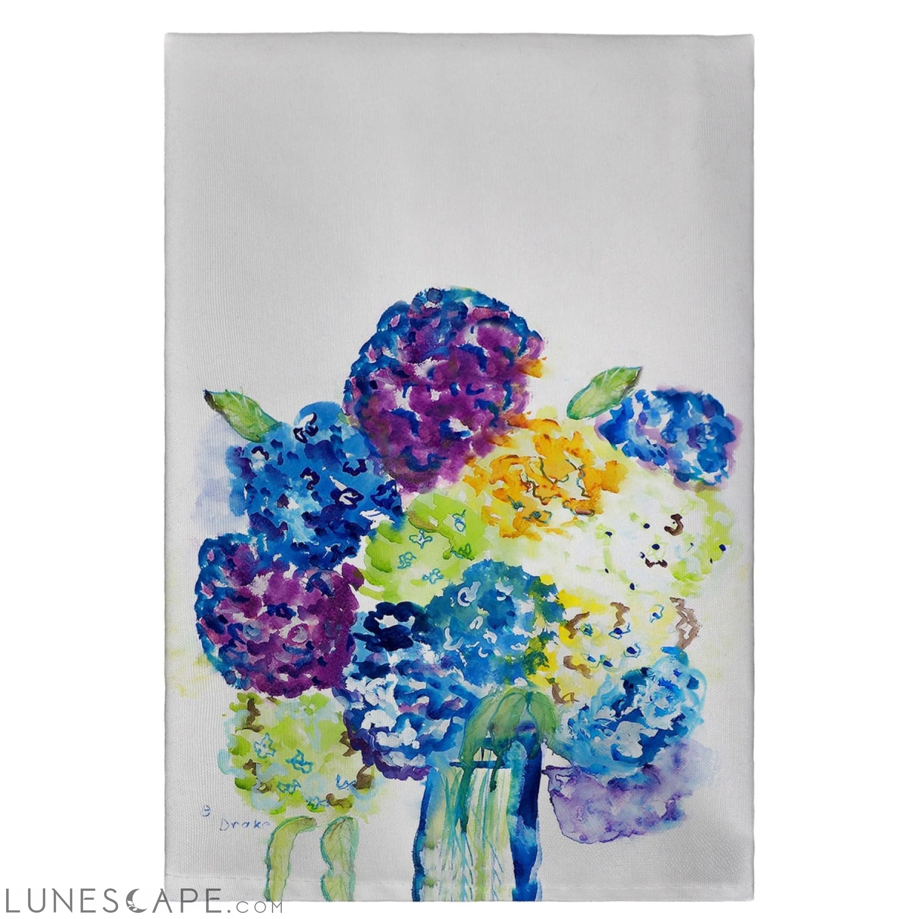 Betsy Drake GT022 Hydrangea Guest Towel - 20 x 20 in. LUNESCAPE