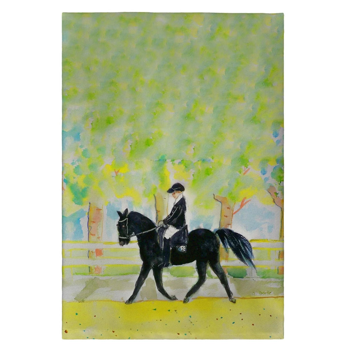 Betsy Drake GT141 Black Horse & Rider Guest Towel - 20 x 20 in. LUNESCAPE