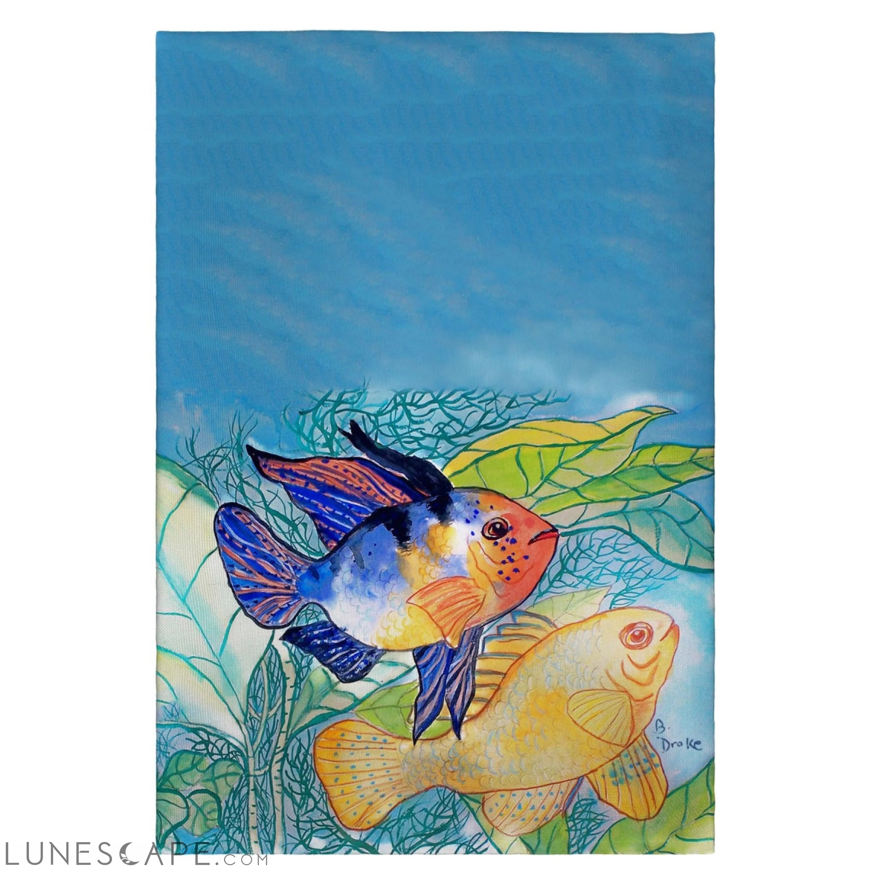 Betsy Drake GT300 Two Fish Guest Towel - 20 x 20 in. LUNESCAPE
