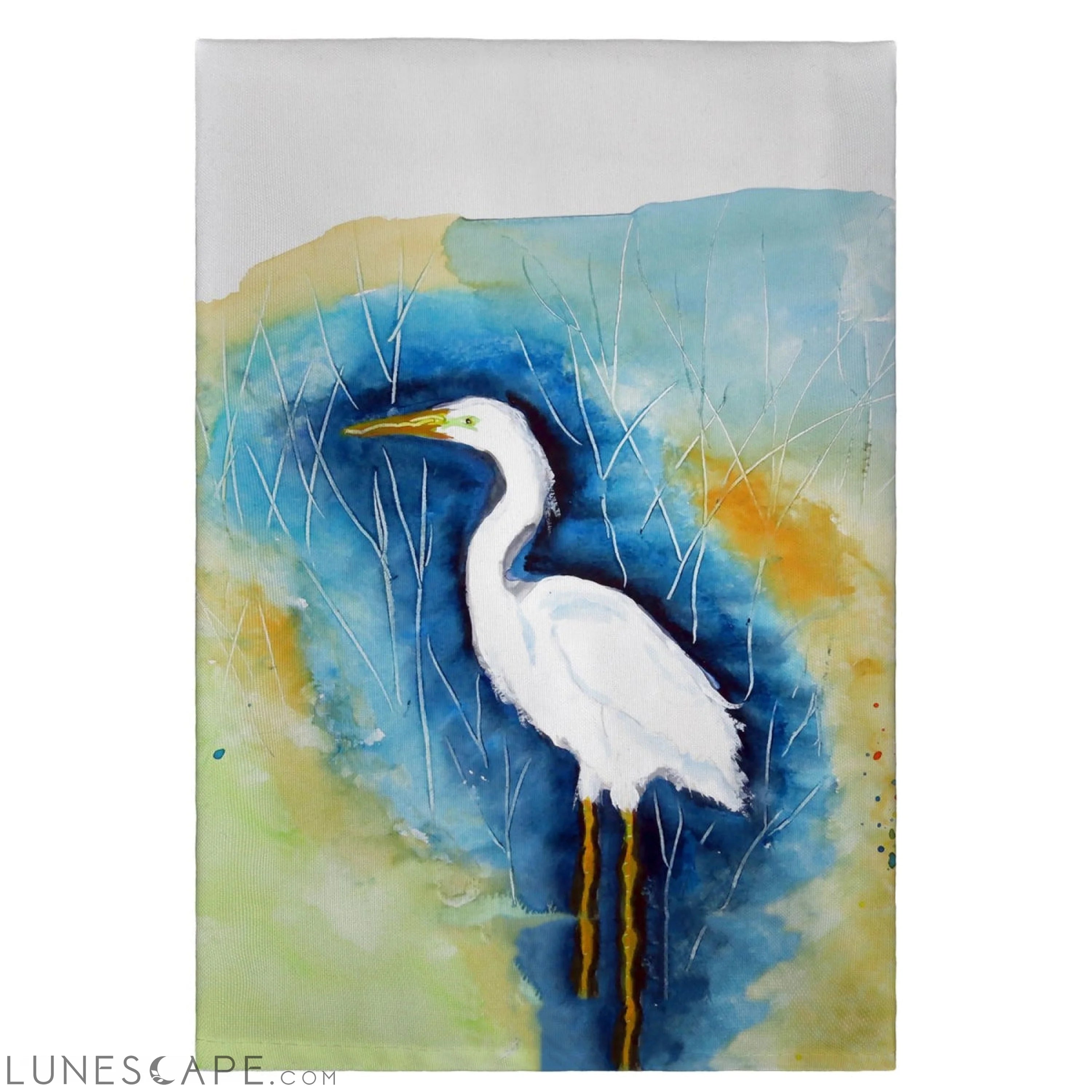 Betsy Drake GT453 Great Egret Left Guest Towel - 20 x 20 in. LUNESCAPE