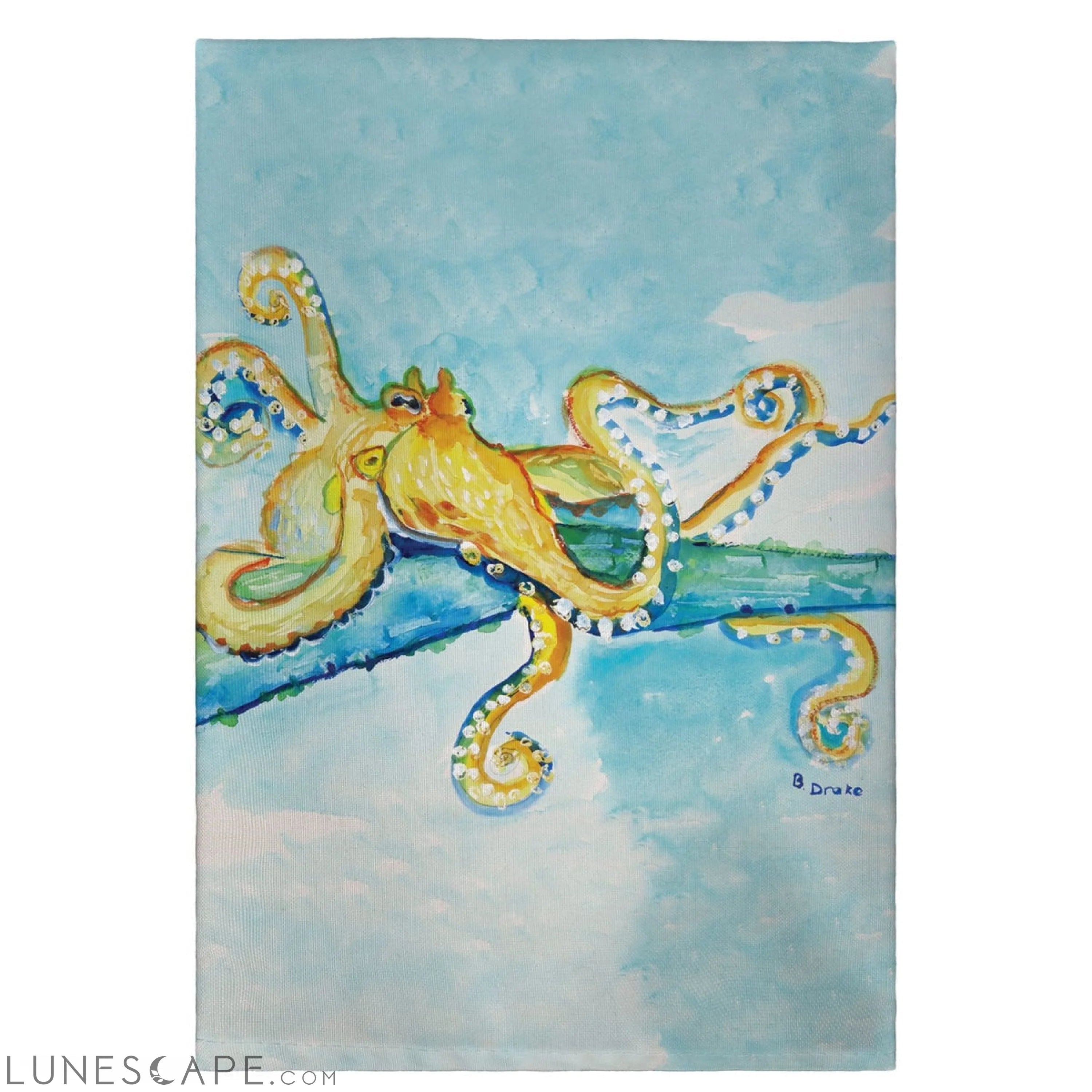 Betsy Drake GT547 Gold Octopus Guest Towel - 20 x 20 in. LUNESCAPE