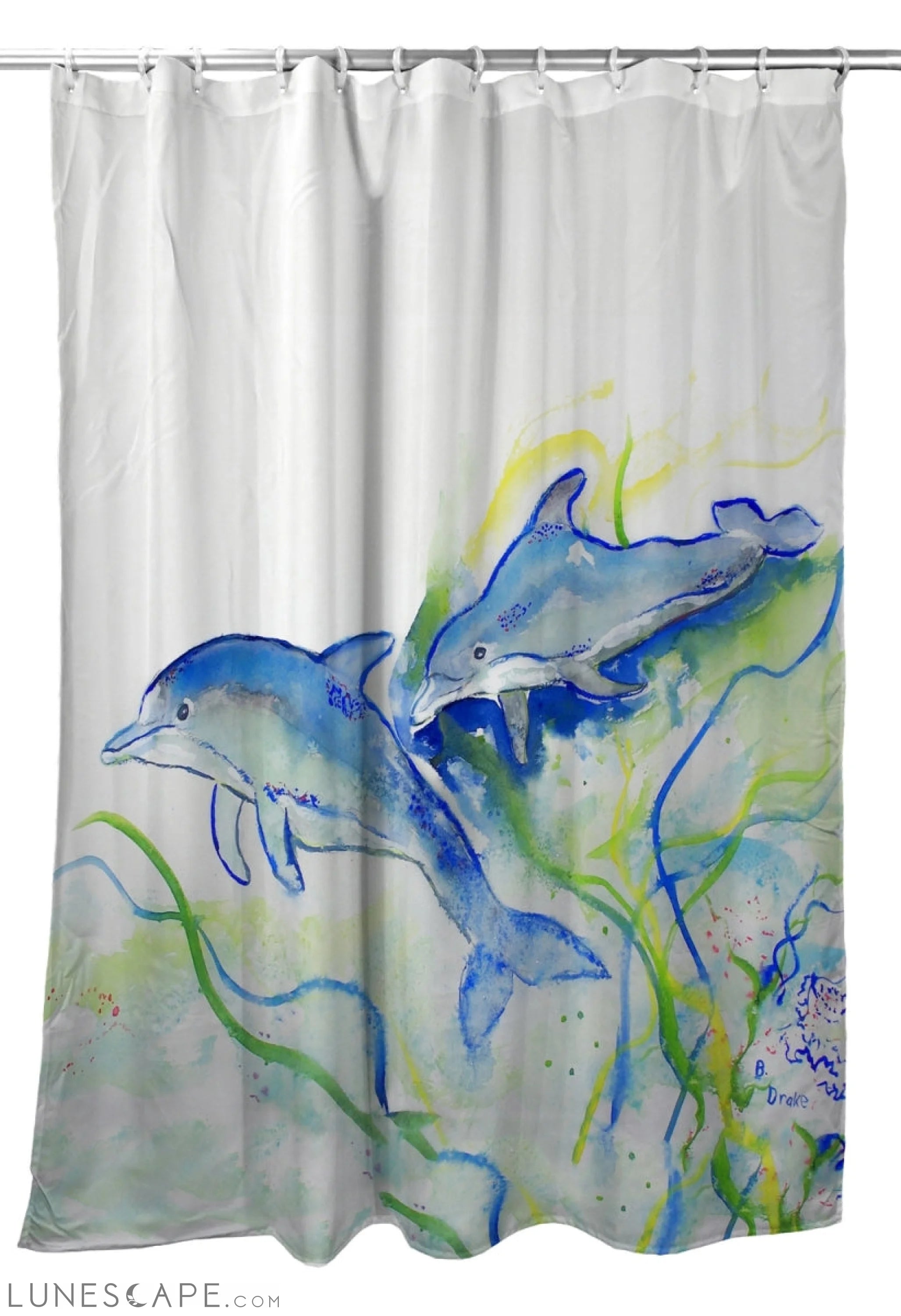 Betsy Drake SH002 70 x 72 in. Betsys Dolphins Shower Curtain LUNESCAPE