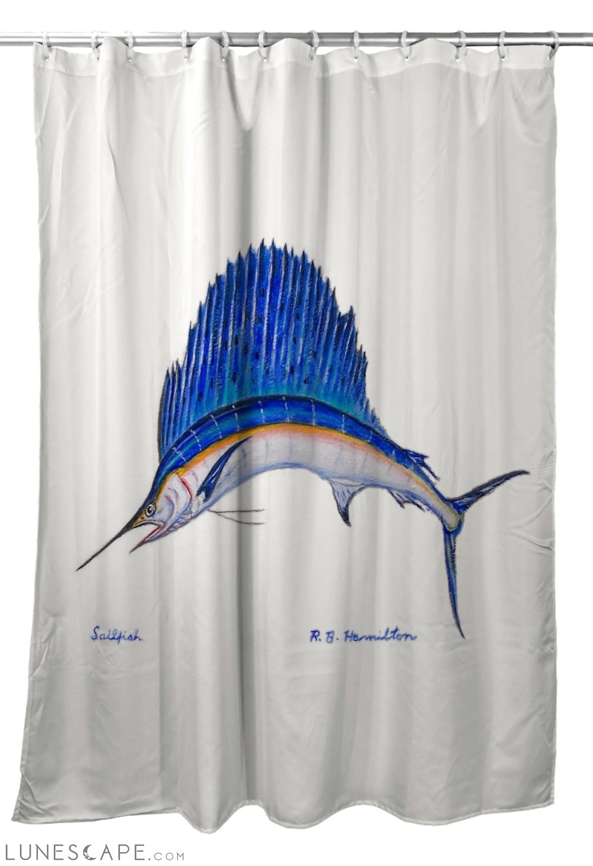 Betsy Drake SH006C 70 x 72 in. Sailfish Shower Curtain LUNESCAPE
