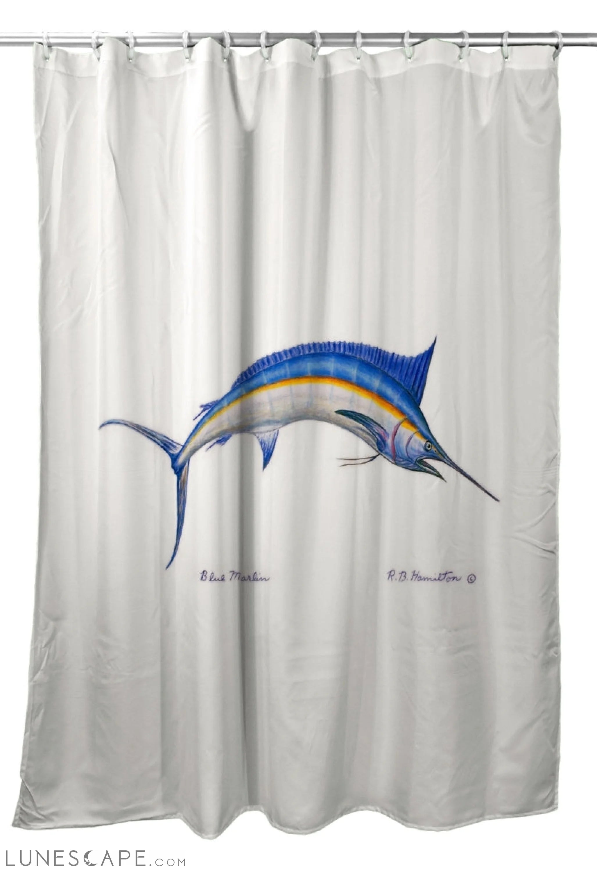 Betsy Drake SH015C 70 x 72 in. Blue Marlin Shower Curtain LUNESCAPE