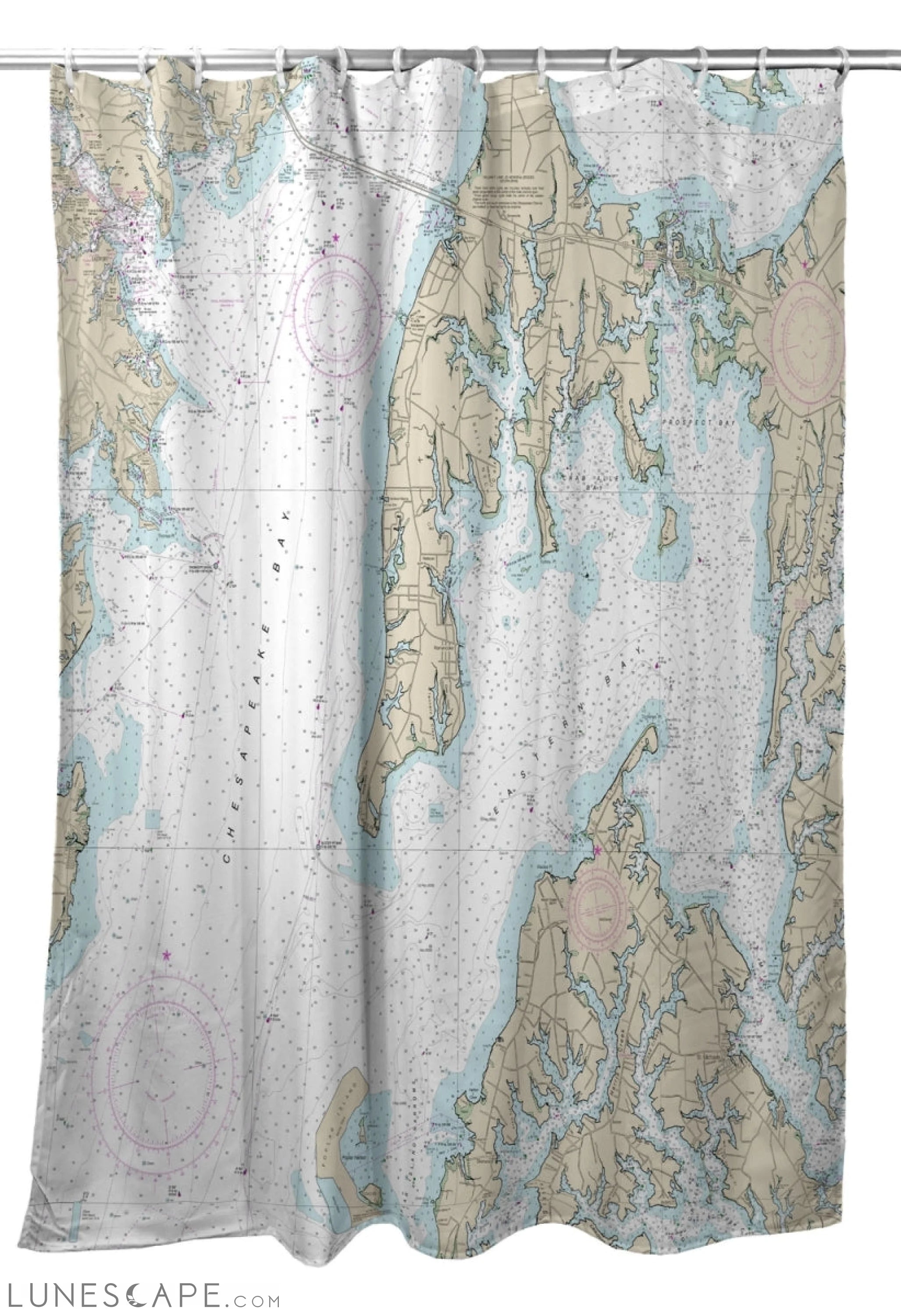 Betsy Drake SH12270OKI Kent Island, MD Nautical Map Shower Curtain LUNESCAPE