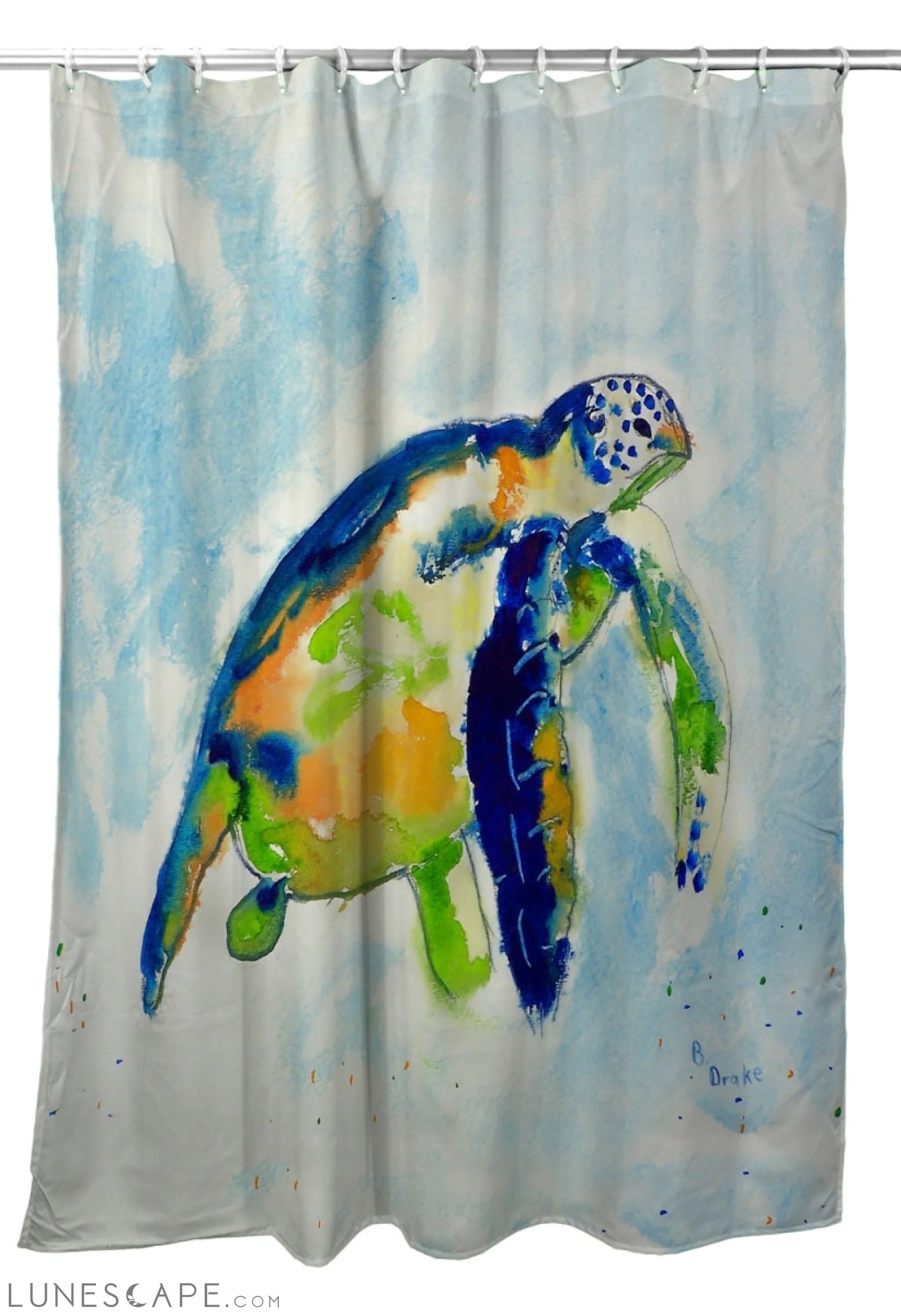Betsy Drake SH134 70 x 72 in. Blue Sea Turtle Shower Curtain LUNESCAPE