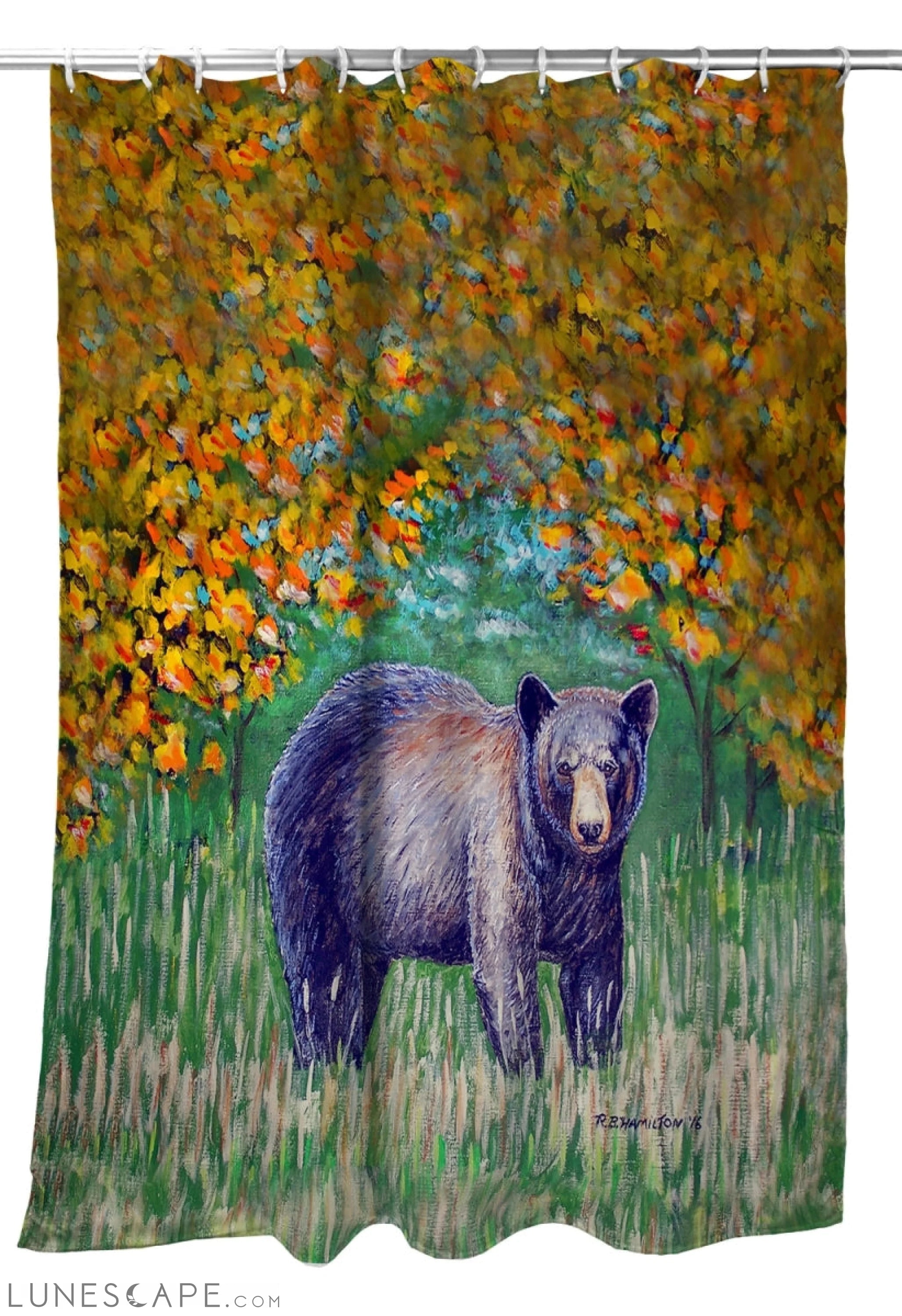 Betsy Drake SH536 70 x 72 in. Black Bear Shower Curtain LUNESCAPE