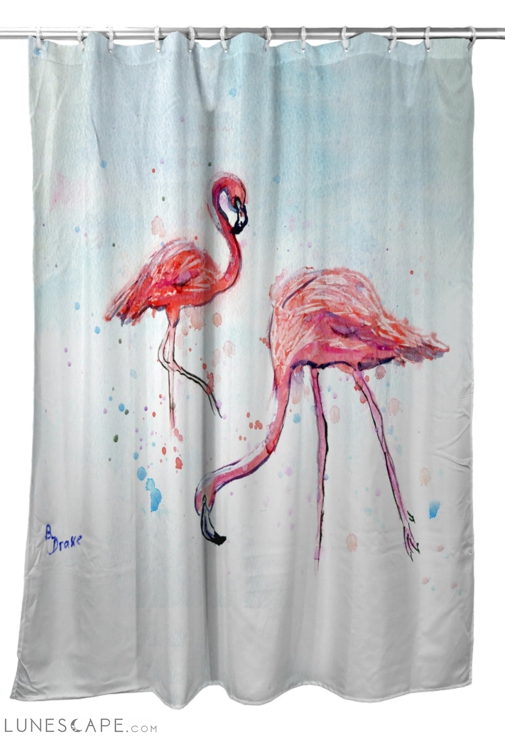 Betsy Drake SH636 70 x 72 in. Betsys Flamingos Shower Curtain LUNESCAPE