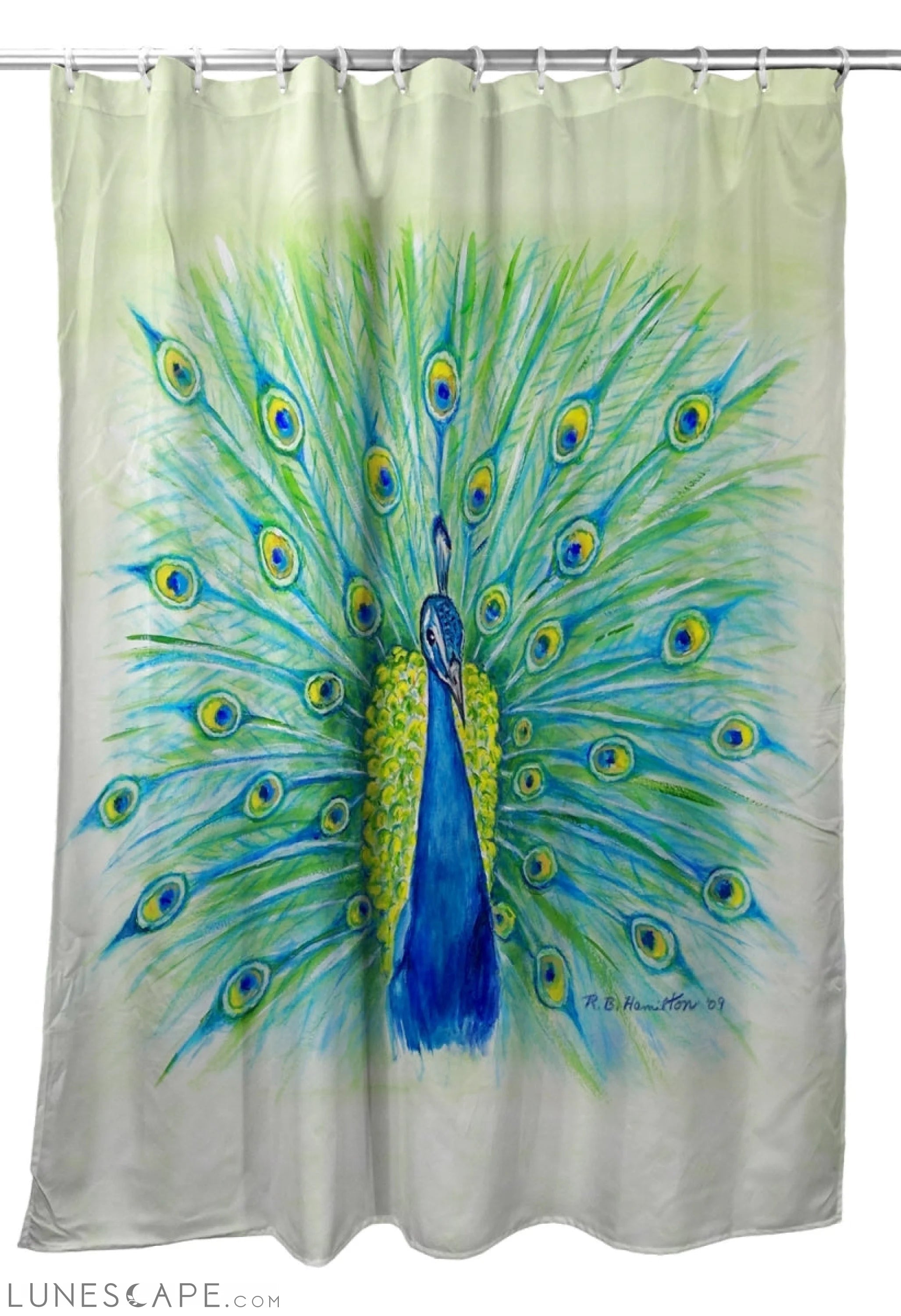 Betsy Drake SH758 70 x 72 in. Peacock Shower Curtain LUNESCAPE