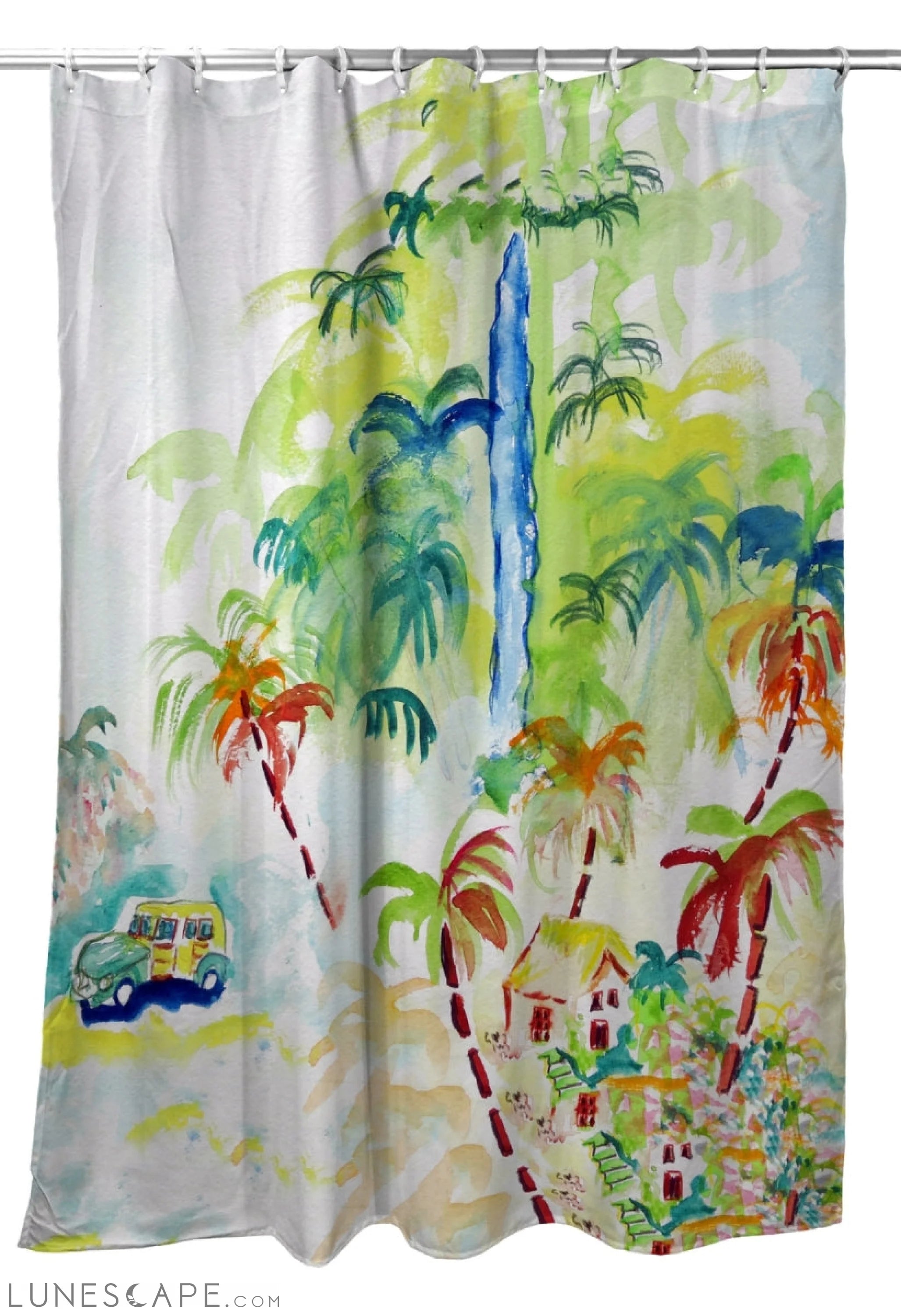 Betsy Drake SH821 70 x 72 in. Colorful Palms Shower Curtain LUNESCAPE