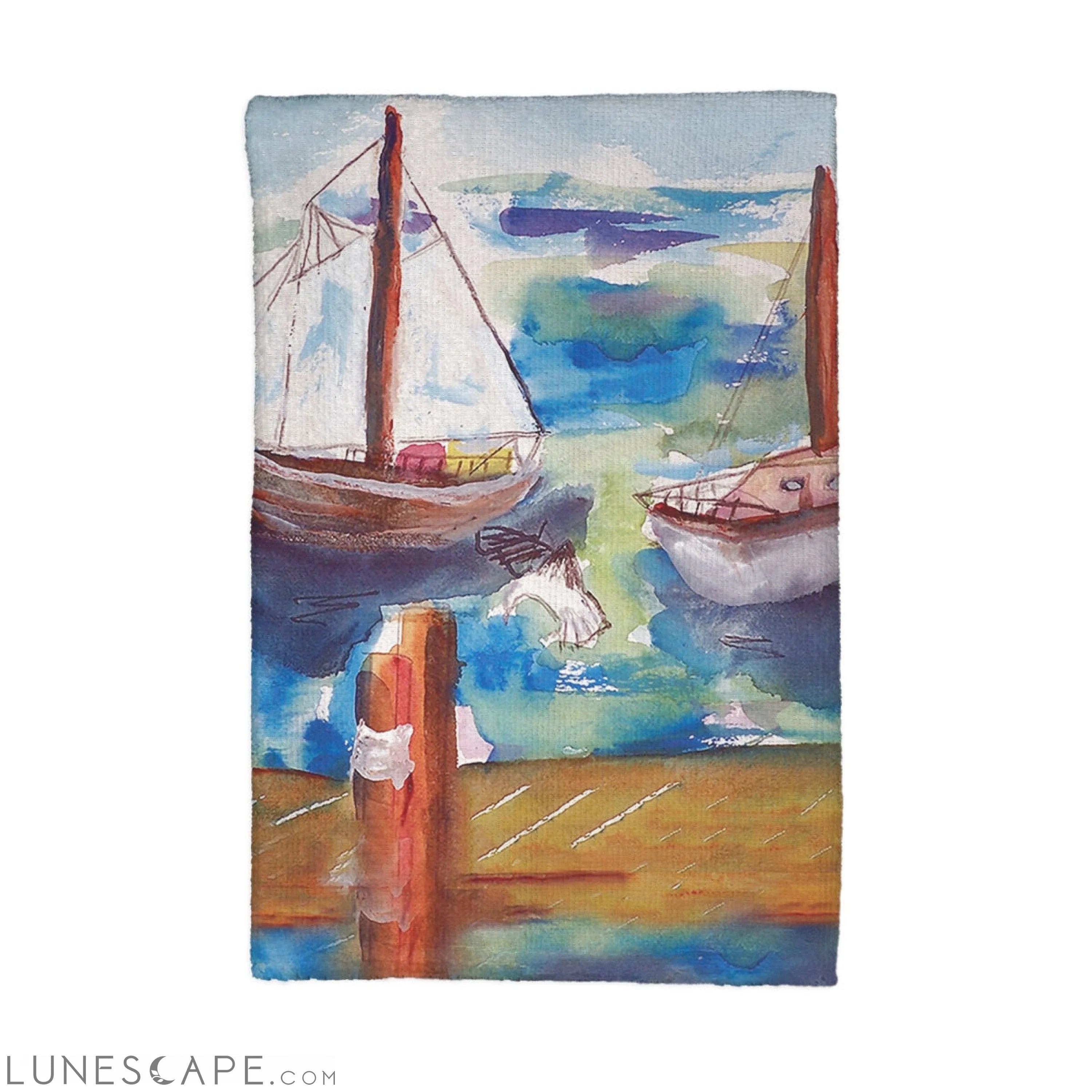 Betsy Drake Two Sailboats Kitchen Towel LUNESCAPE