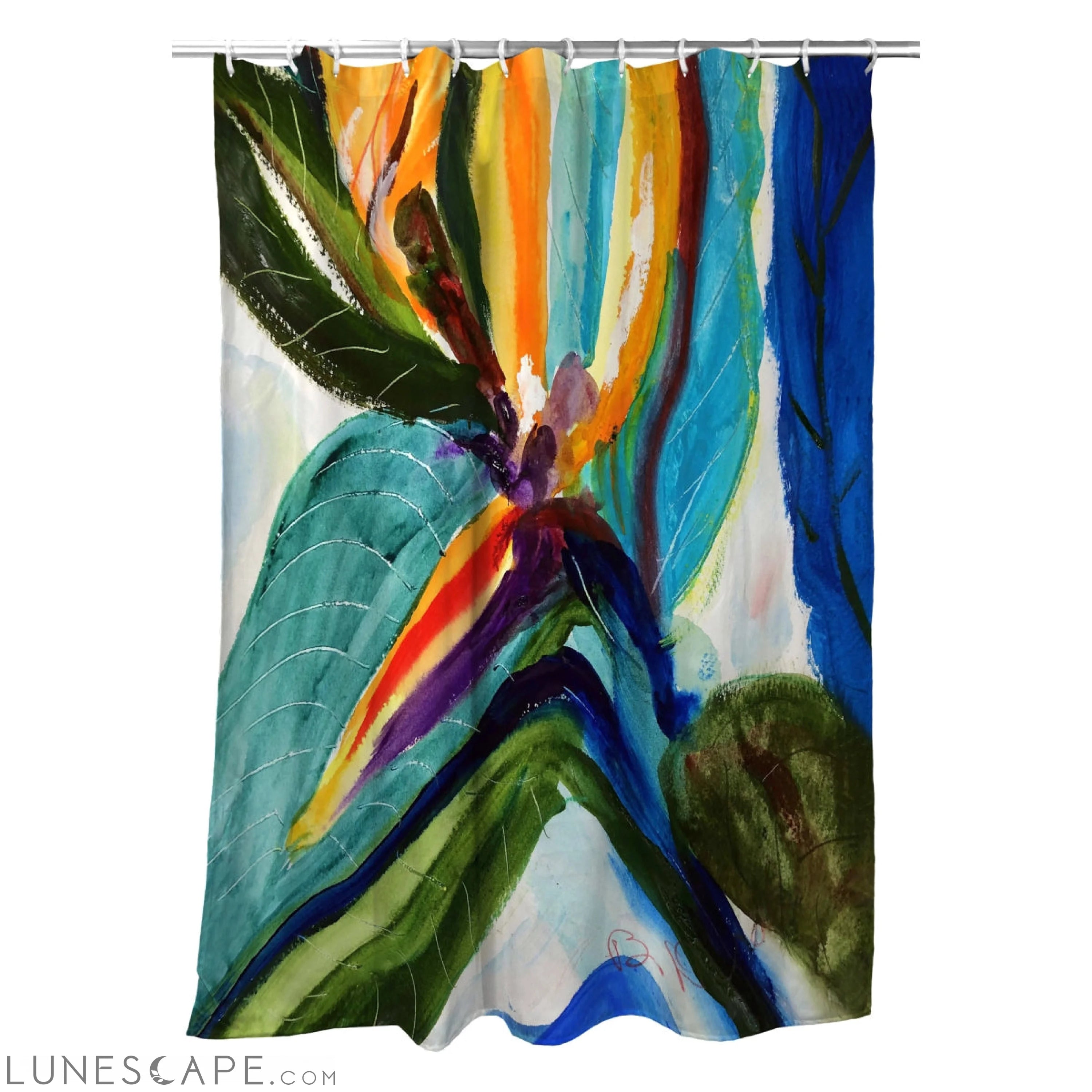 Betsydrake SH1161 71 x 74 in. Teal Paradise Shower Curtain LUNESCAPE