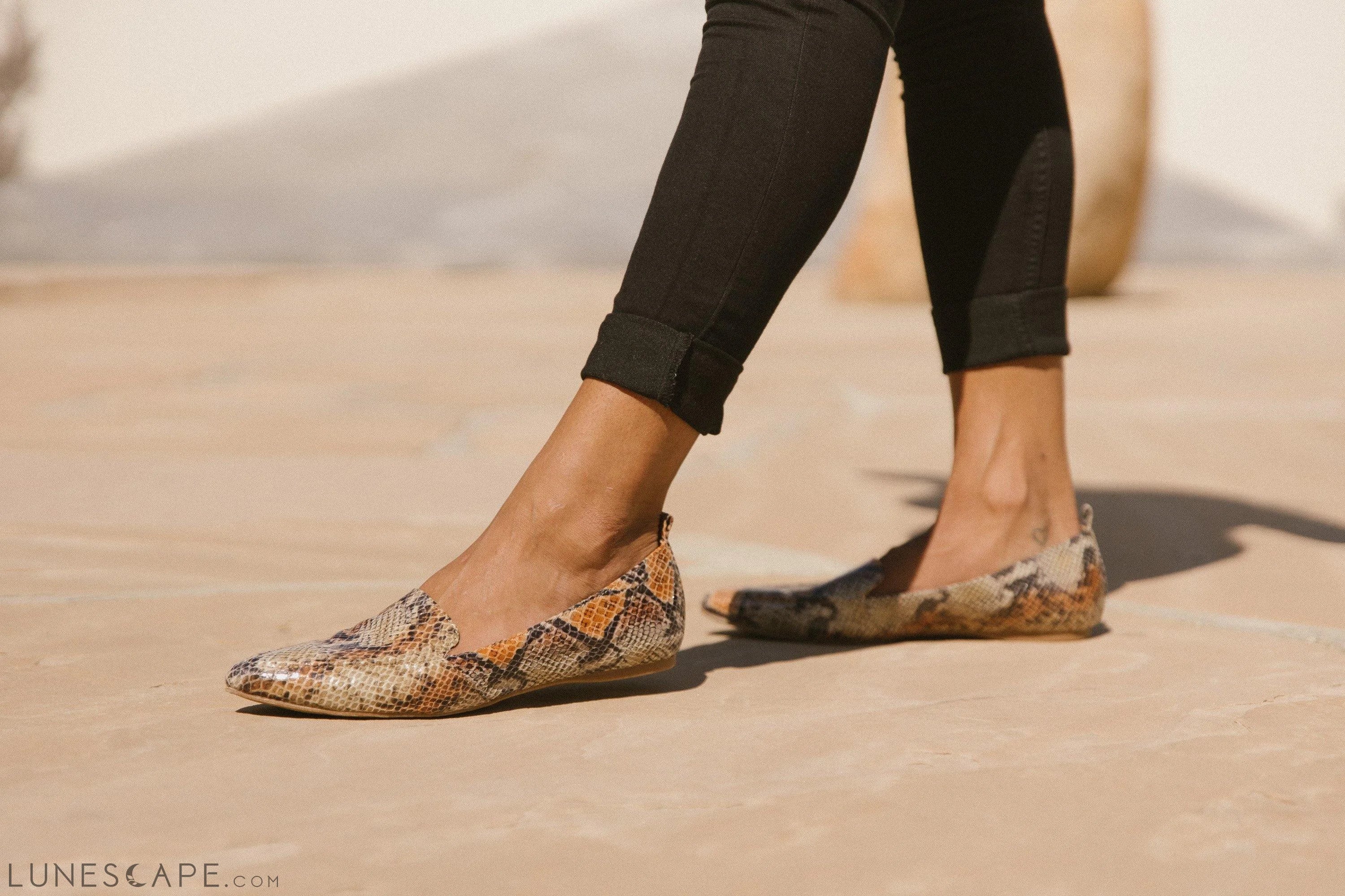 Bexley Flat Loafers - Brown Python LUNESCAPE