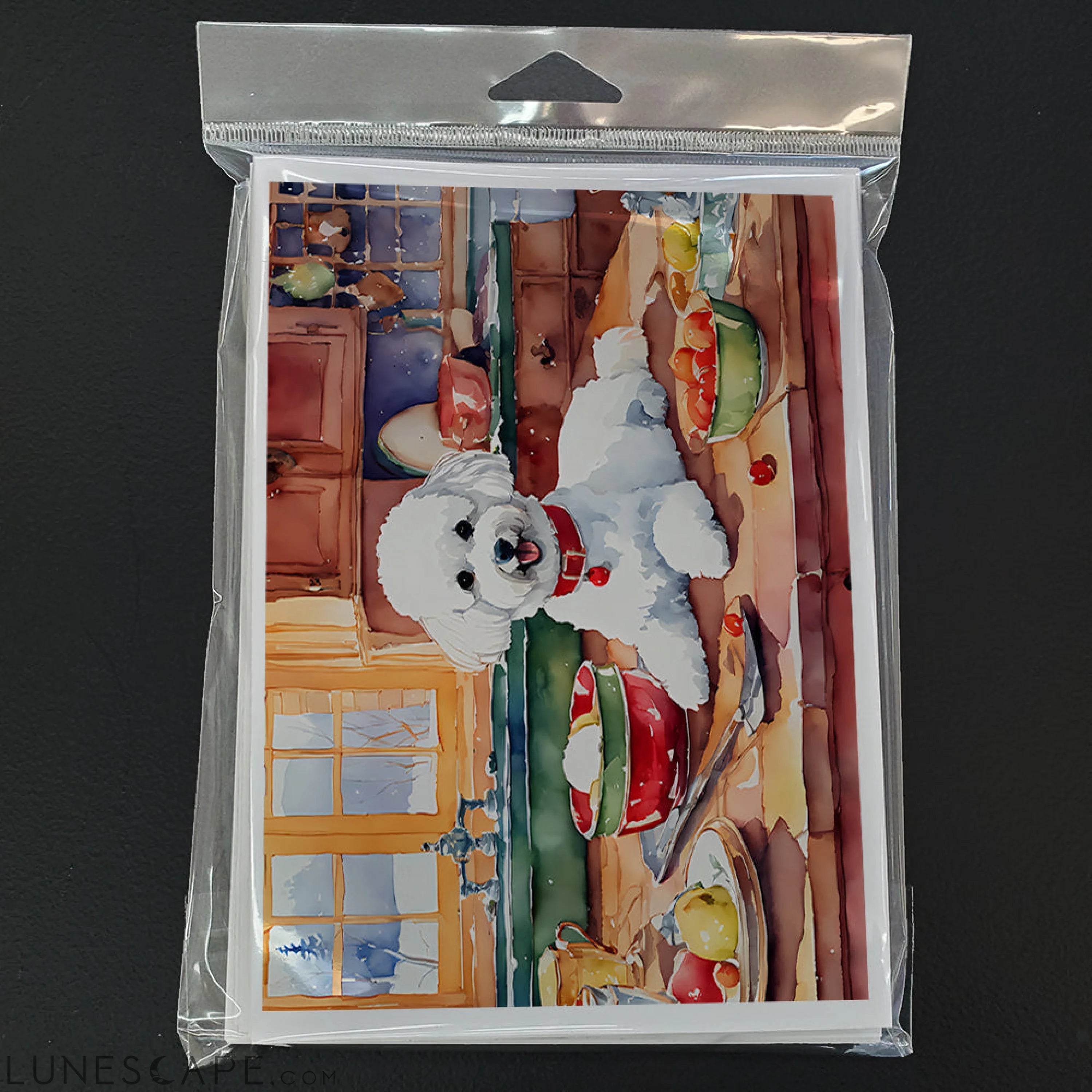Bichon Frise Christmas Cookies Greeting Cards Pack of 8 LUNESCAPE