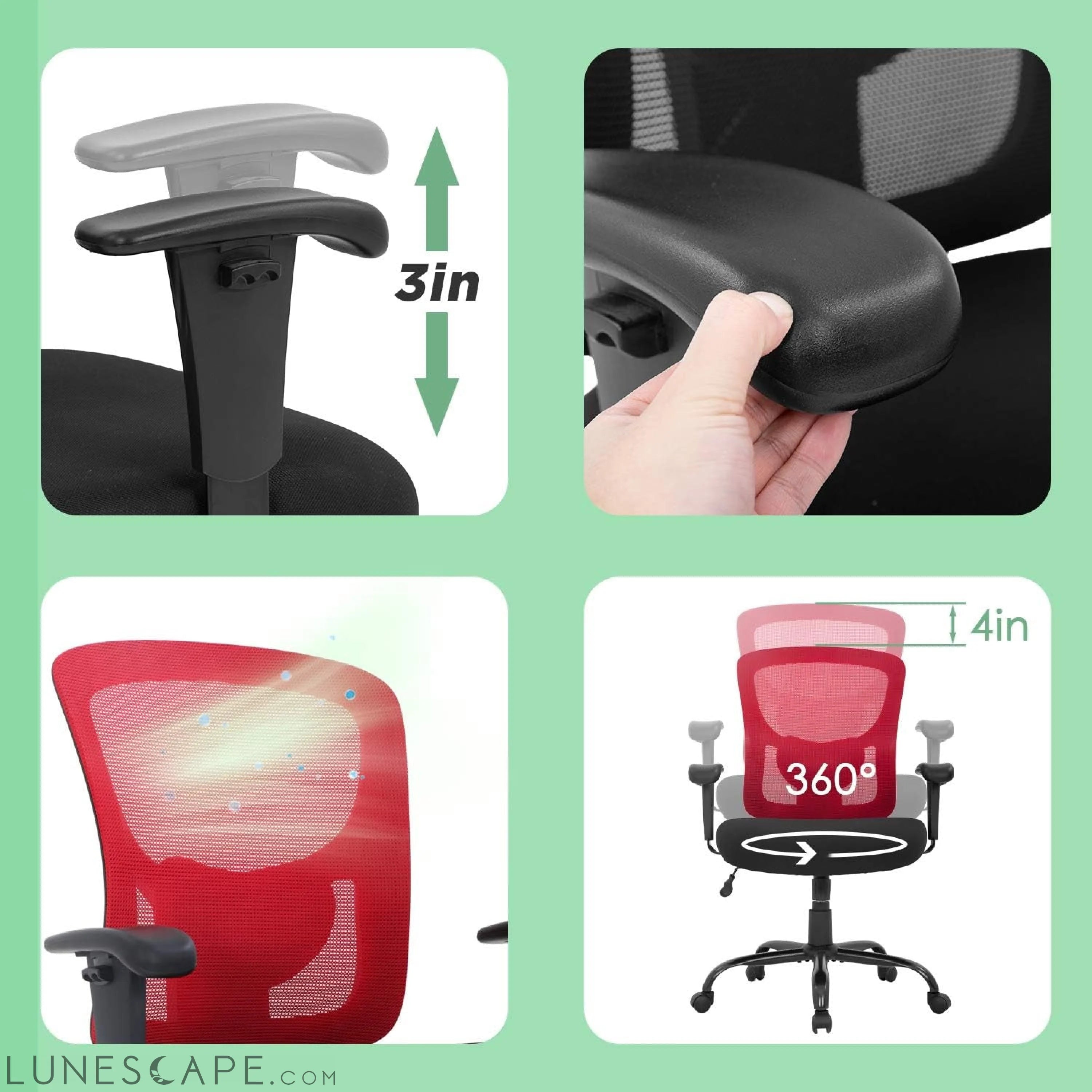 Big and Tall Office Chair 400Lbs Desk Chair Mesh Computer Chair with LUNESCAPE
