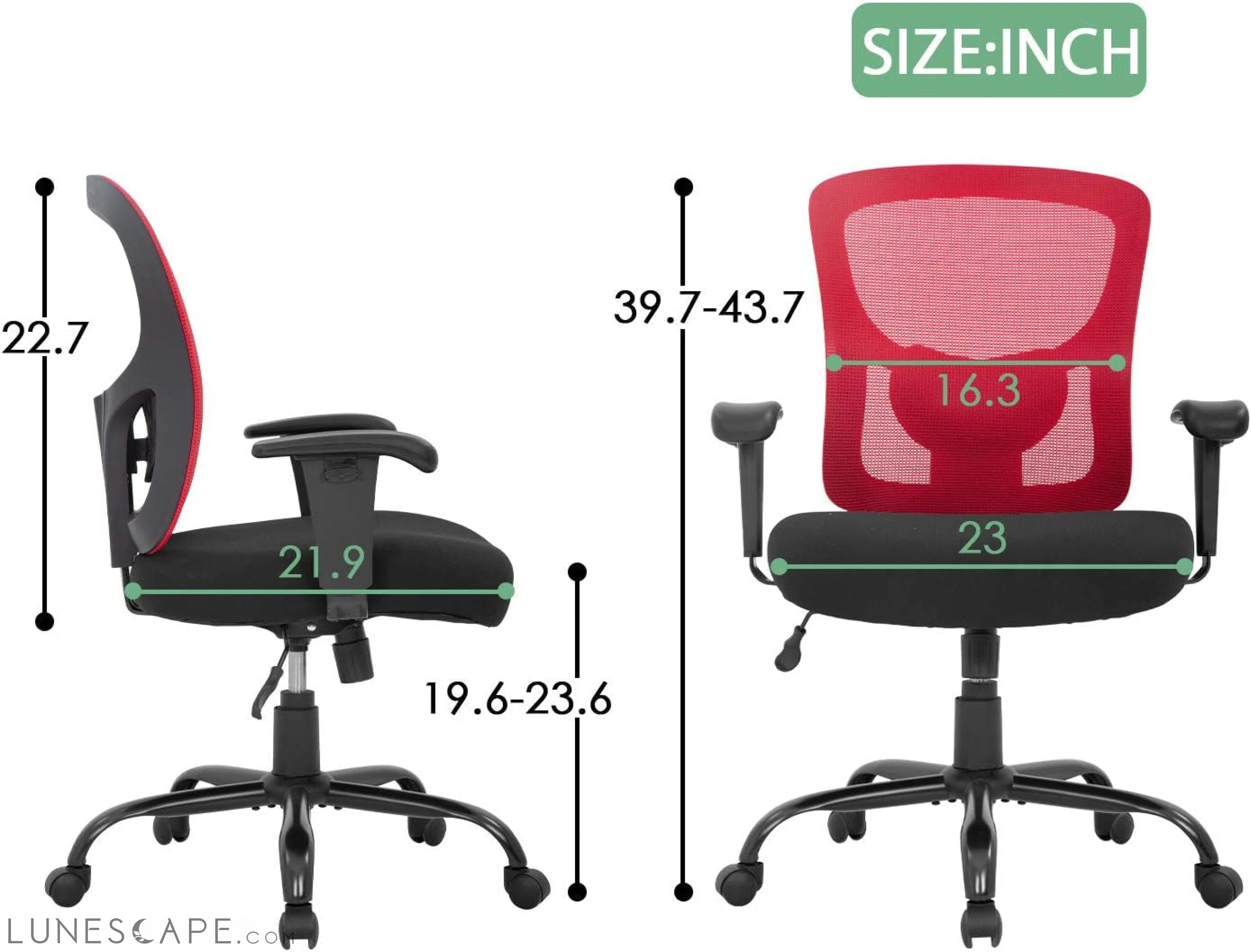 Big and Tall Office Chair 400Lbs Desk Chair Mesh Computer Chair with LUNESCAPE