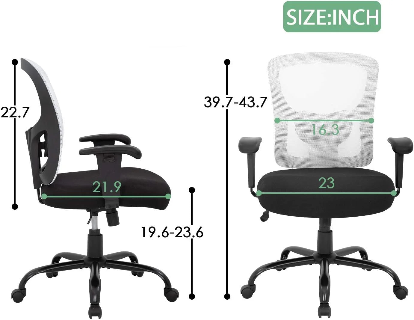 Big and Tall Office Chair 400Lbs Desk Chair Mesh Computer Chair with LUNESCAPE