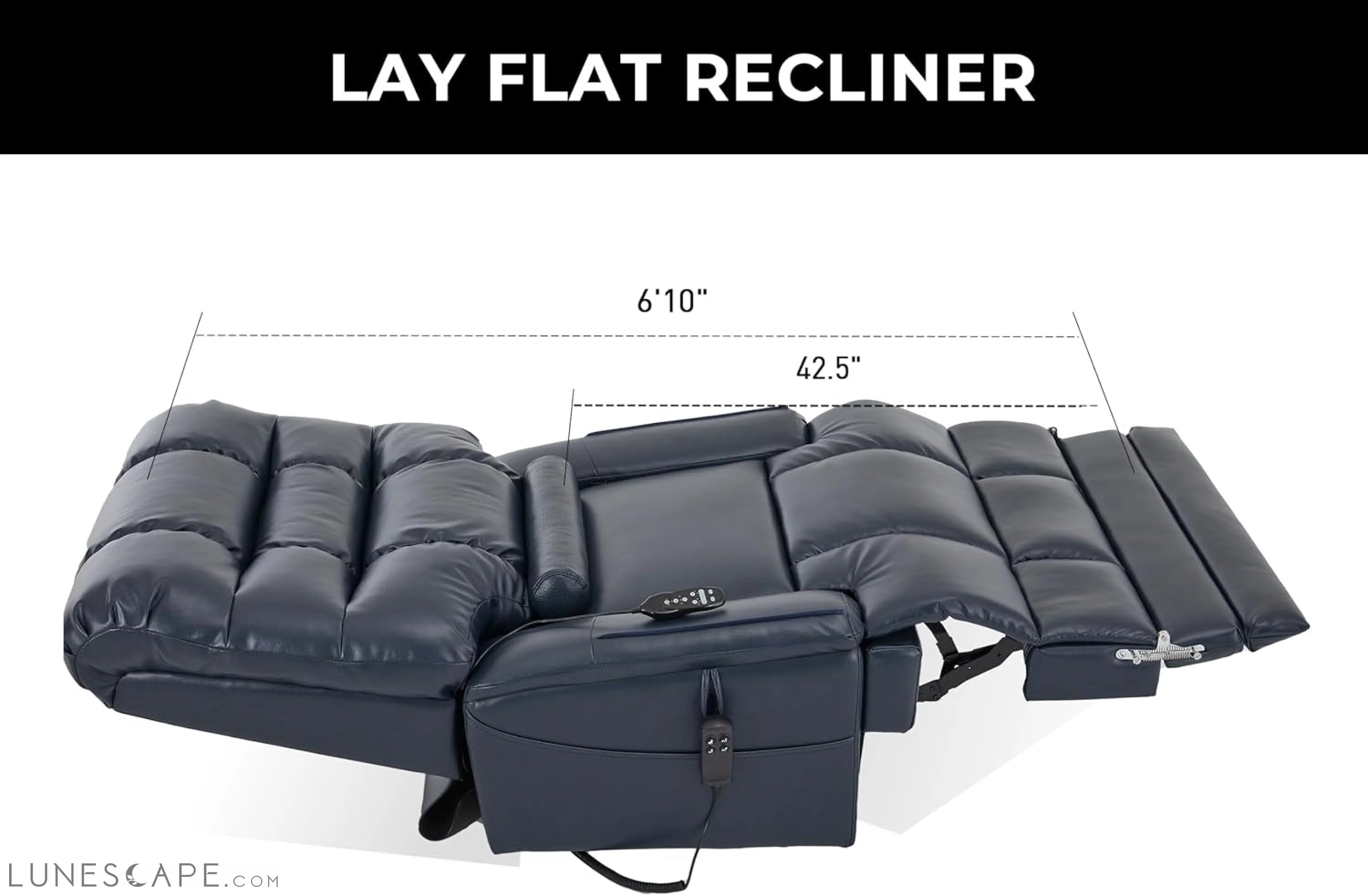 Big Tall Man Power Lay Flat Lift Recliner Extra Large Oversized Wide LUNESCAPE