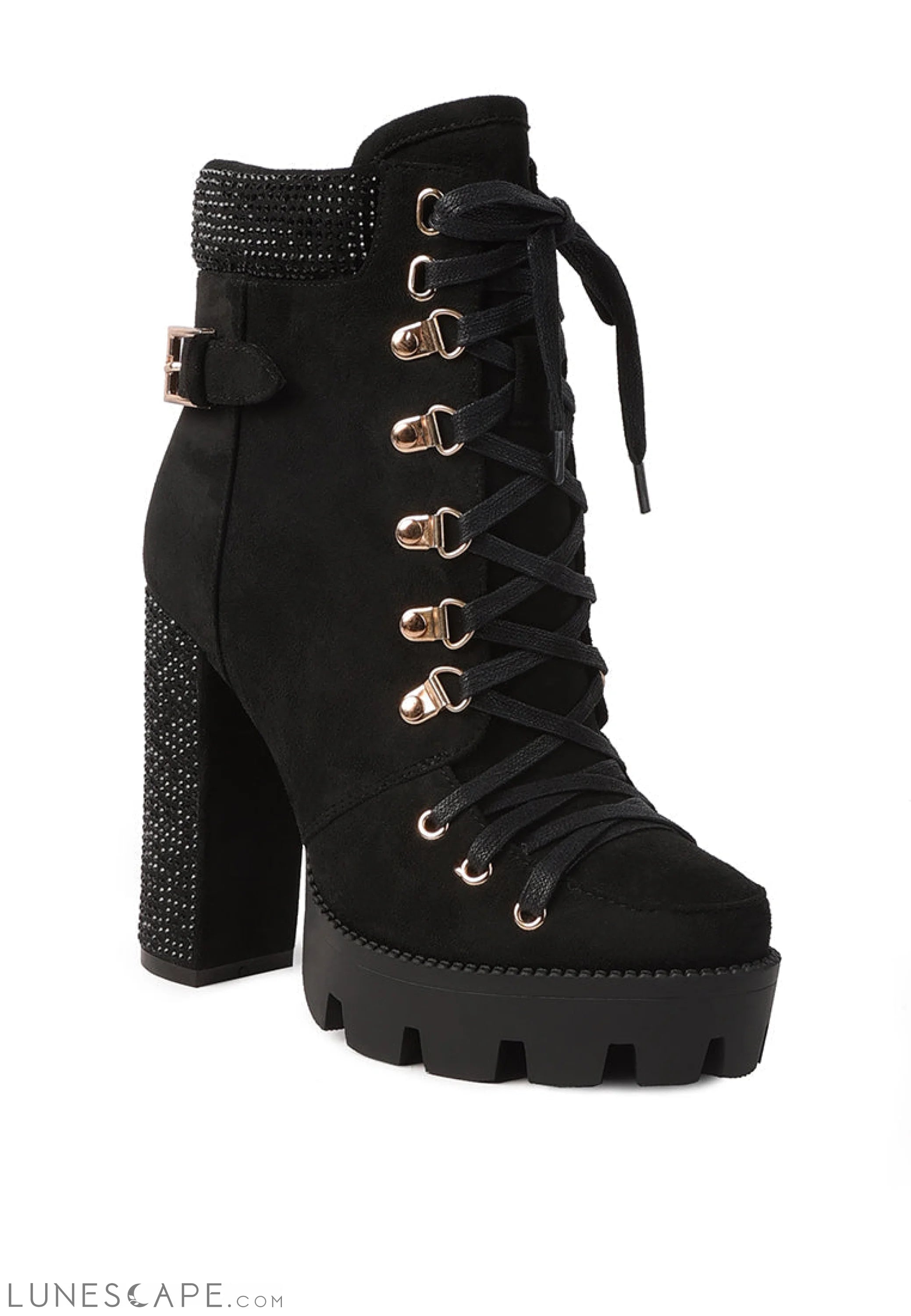 Birch Block Heeled Ankle Boots LUNESCAPE