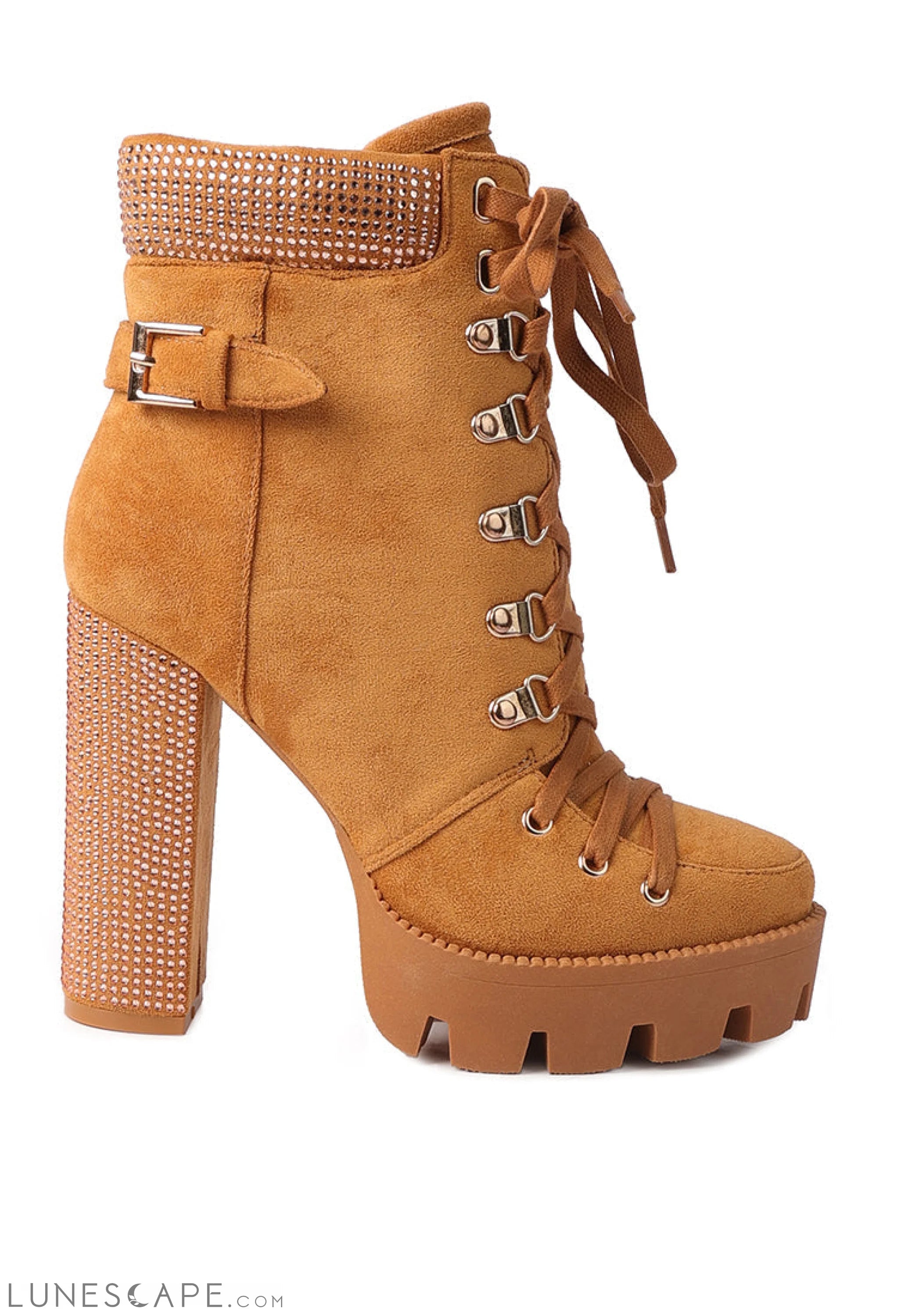 Birch Block Heeled Ankle Boots LUNESCAPE