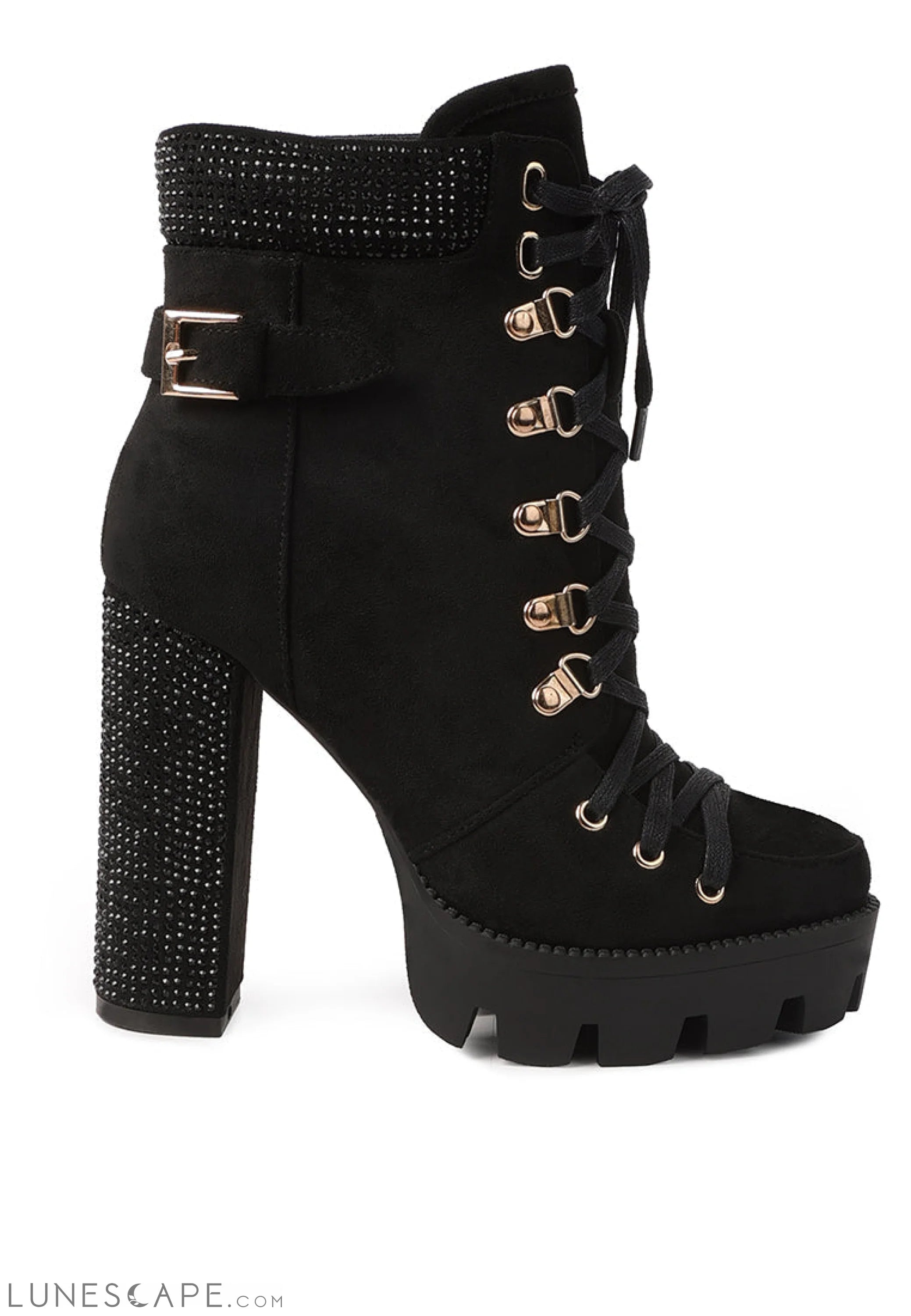 Birch Block Heeled Ankle Boots LUNESCAPE