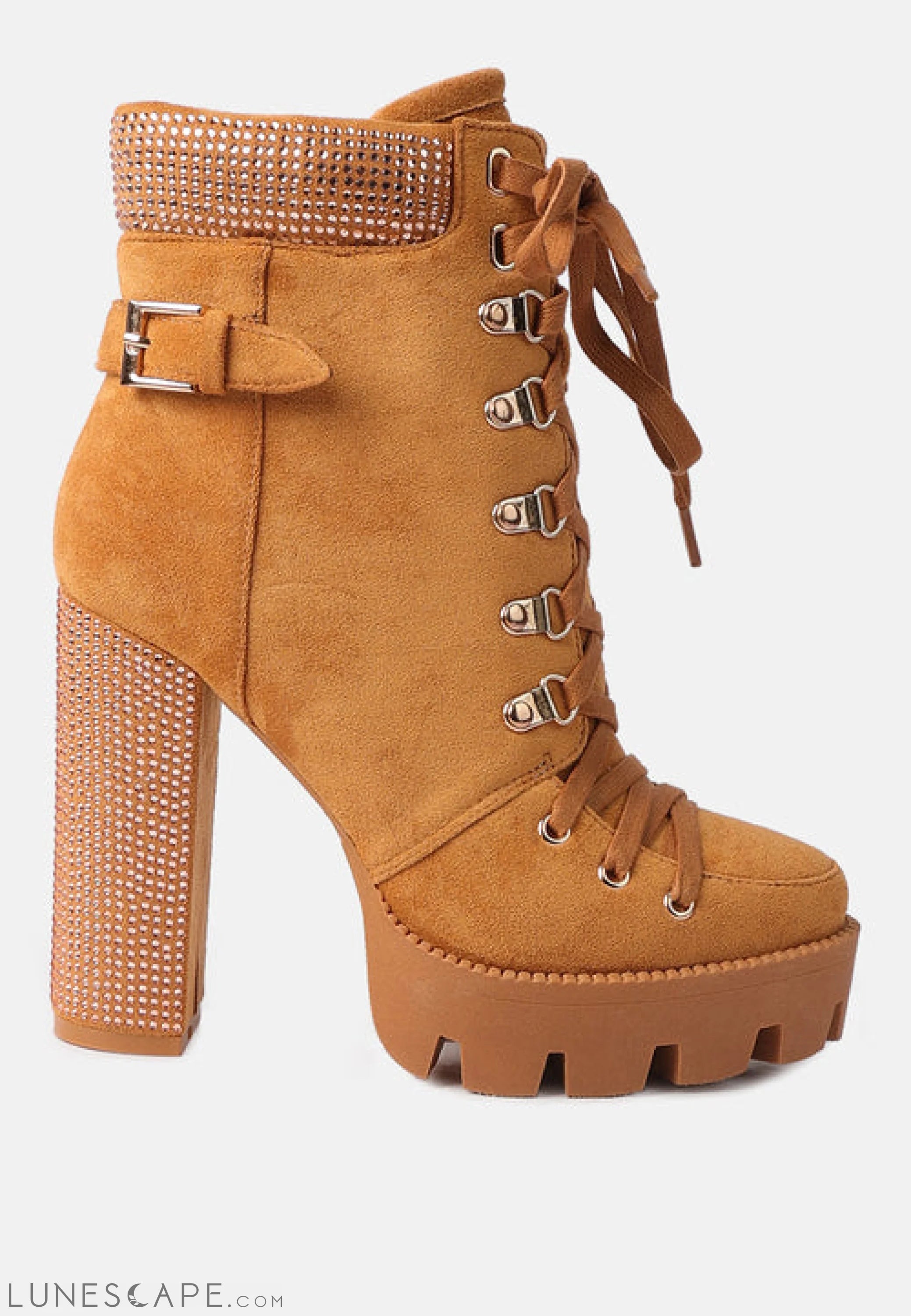 Birch Block Heeled Ankle Boots LUNESCAPE