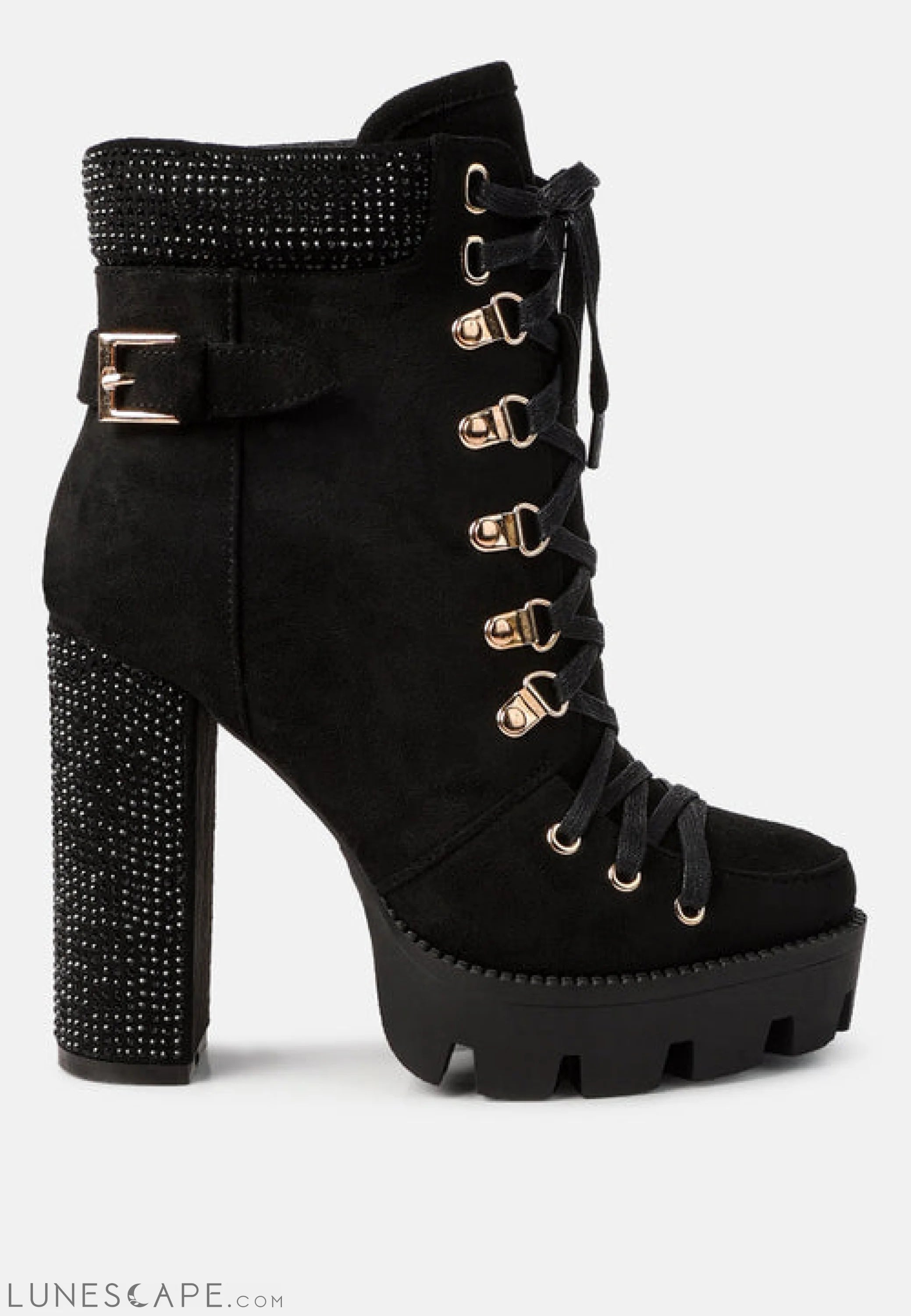 Birch Block Heeled Ankle Boots LUNESCAPE