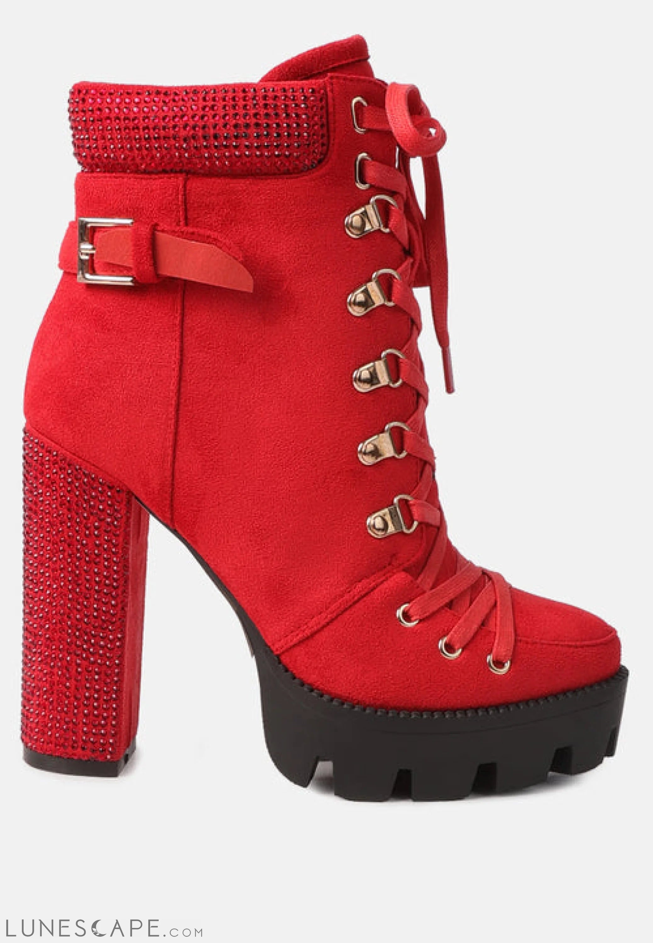 Birch Block Heeled Ankle Boots LUNESCAPE