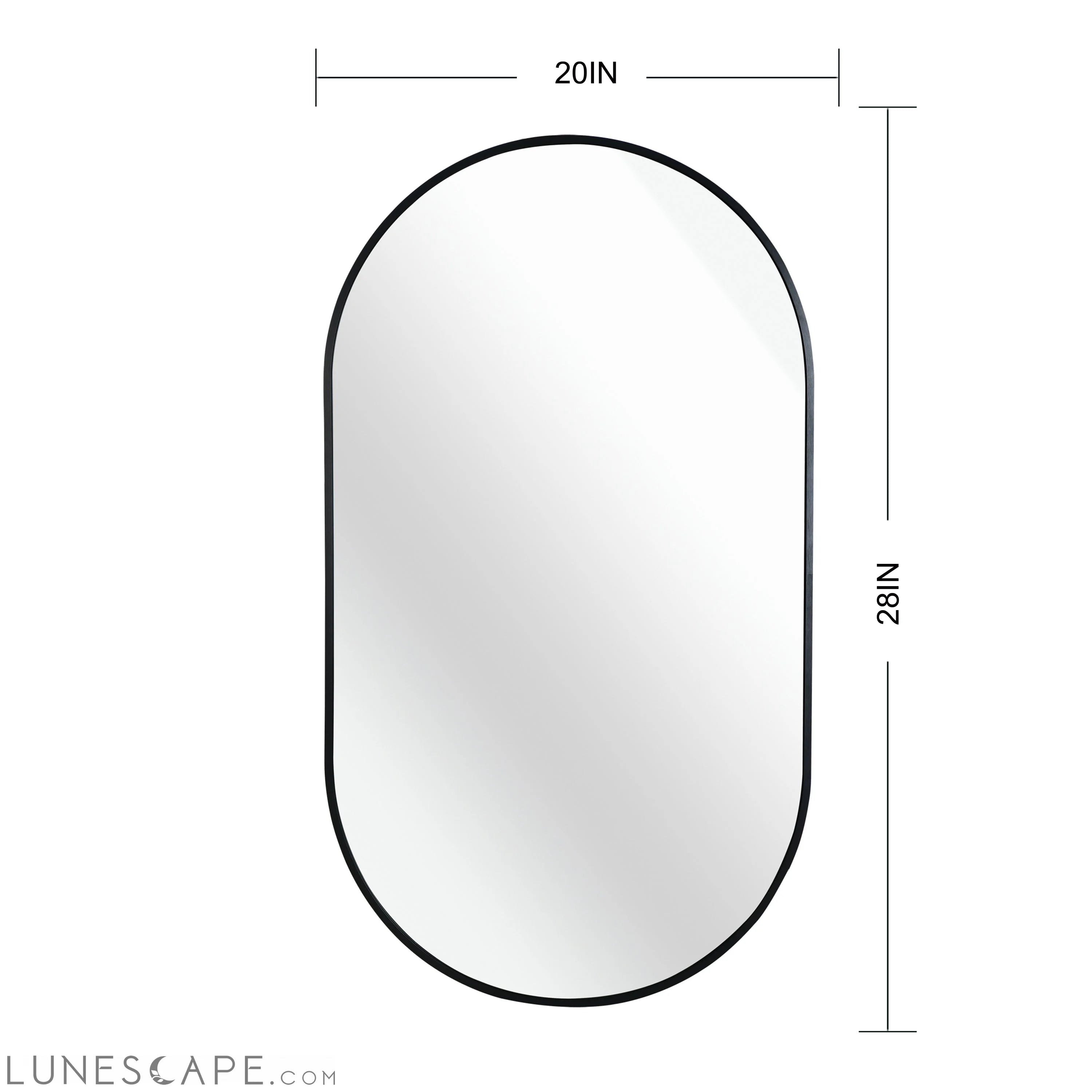 Black 20 x 28 Inch Metal Oval Mirror LUNESCAPE
